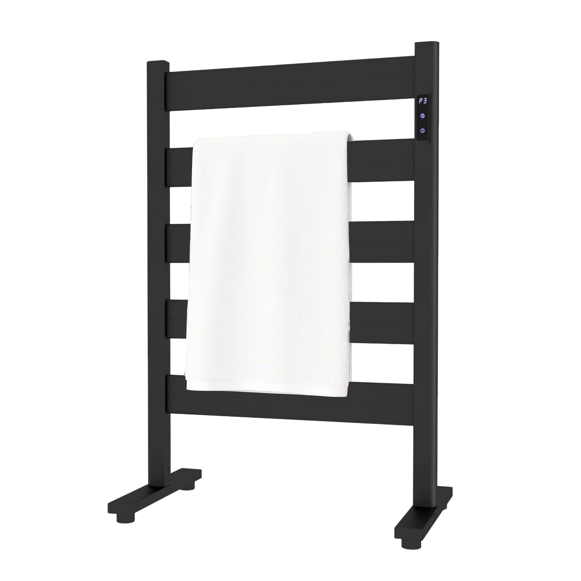 Freestanding Towel Warmer - 5-Bar Heated Towel Rack with Timer & Adjustable Temperature, Automatic Shut-Off,Space Aluminum,Fast Heating in About 10 Minutes for Bathroom & Spa,Matte Black customer photo 1