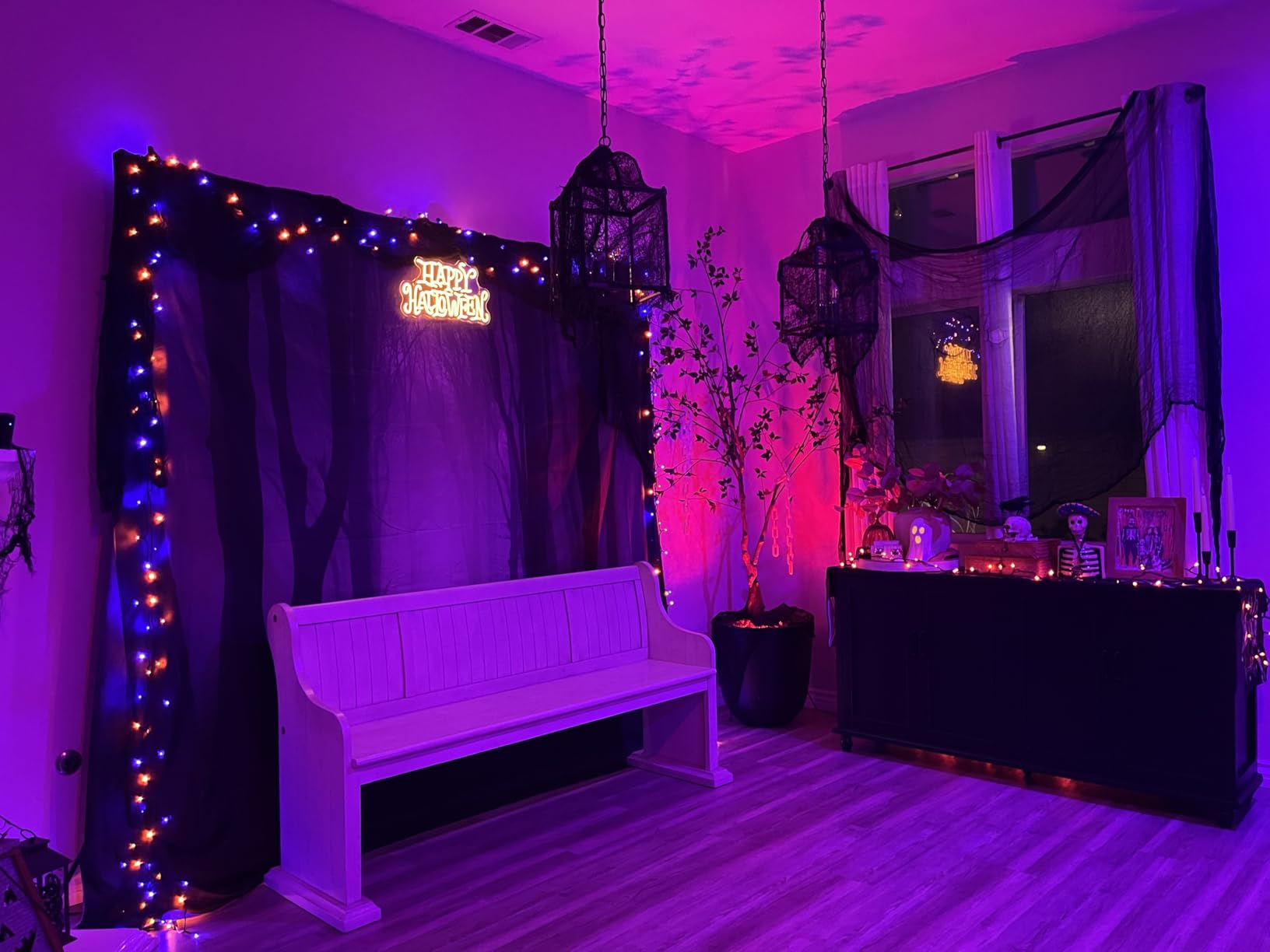 Horror Den Neon Sign Retro Scary Neon Light for Wall Decor Gothic Theme LED Light up Spooky Sign Dimmable Horror LED Signs Indoor Gothic Decor in Game Room Ideal Gifts for Scary Movie Fans customer photo 2