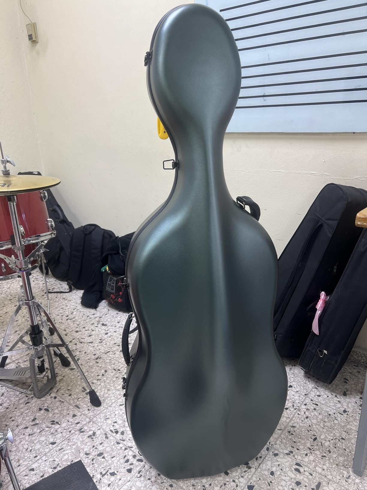 Carbon Fiber Cello Case for 4/4 Full Size Hard Shell with Wheels, Built-in Handle, Backpack Straps, Bow Holders Cello Accessories Box Strong & Ultralight (Black Pattern) customer photo 2
