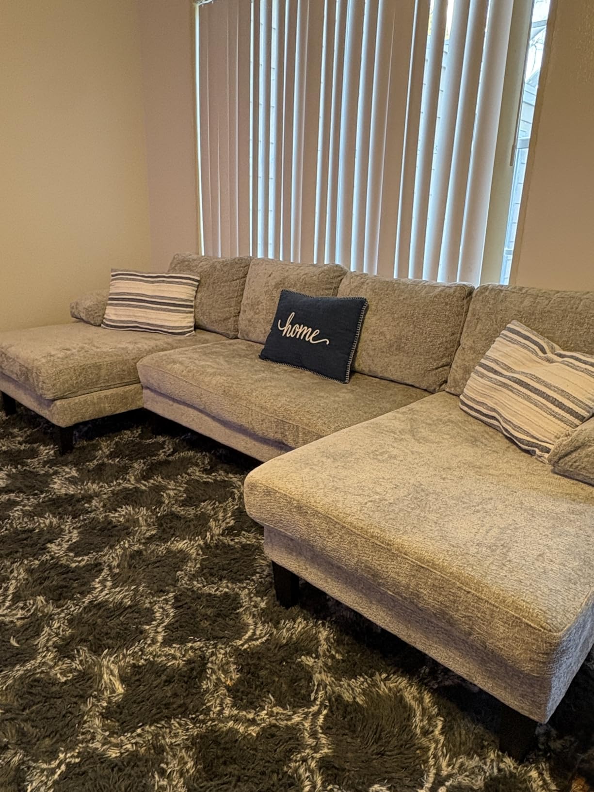 U-Shaped Sectional Couches for Living Room, 112 Inch Modern Sectional Couch, Dark Grey Chenille Sofa with Double Chaise for Apartment customer photo 1