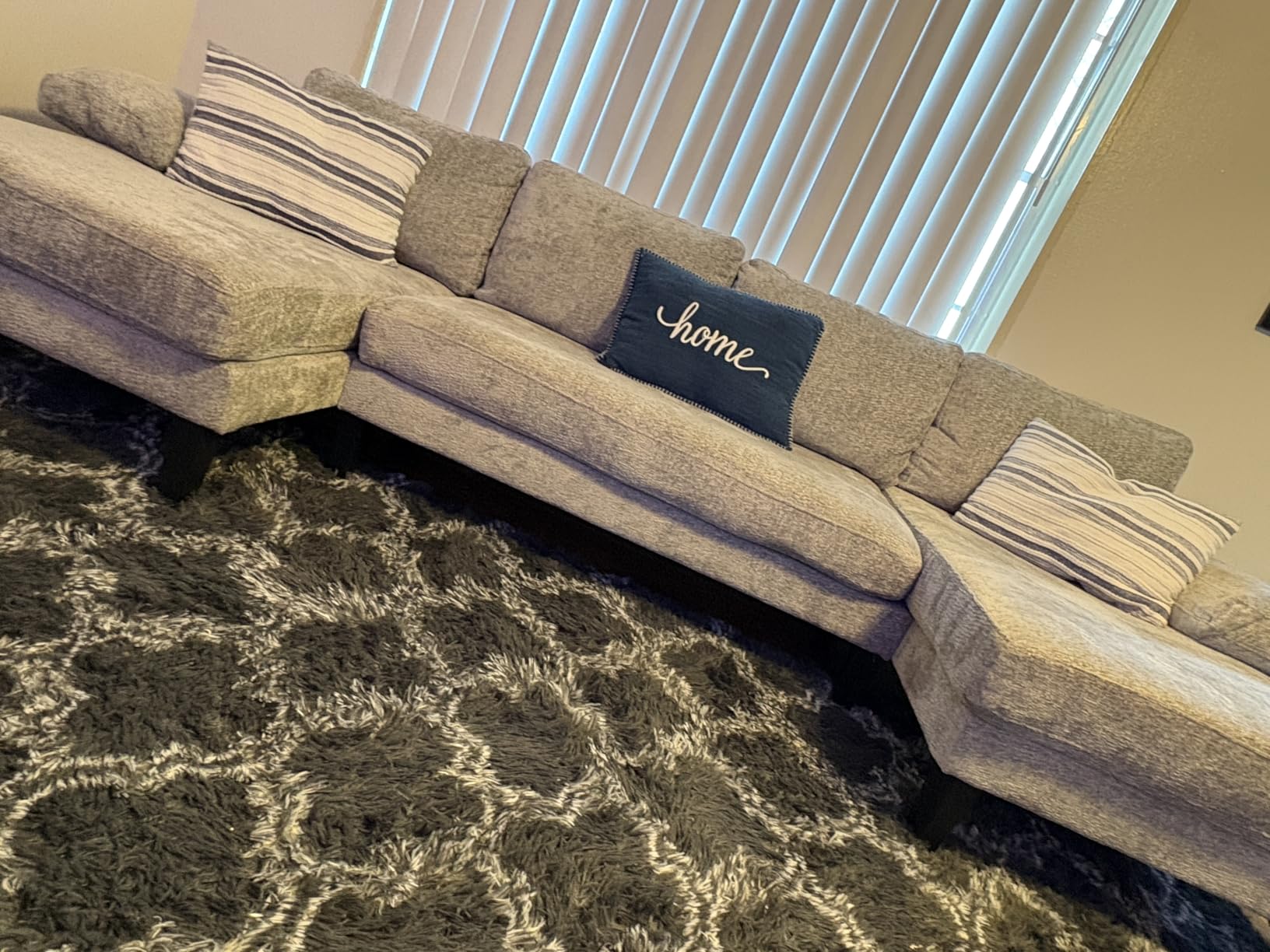 U-Shaped Sectional Couches for Living Room, 112 Inch Modern Sectional Couch, Dark Grey Chenille Sofa with Double Chaise for Apartment customer photo 2