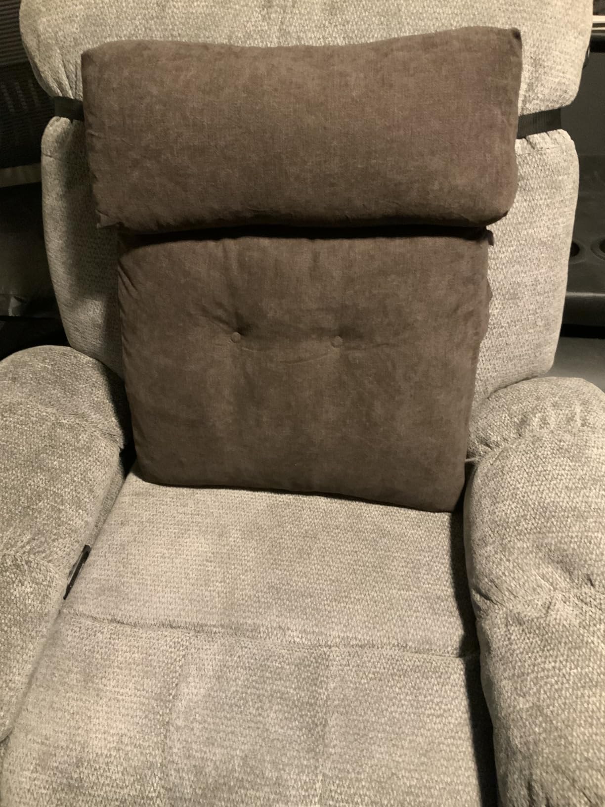 TANYOO Lumbar Support Pillow for Recliner Chair with Headrest, Dual-Layer Large Back Pillow for Deep Couch & Sofa, Memory Foam Lower Back Support Cushion Set for Sciatica Relief Brown customer photo 1