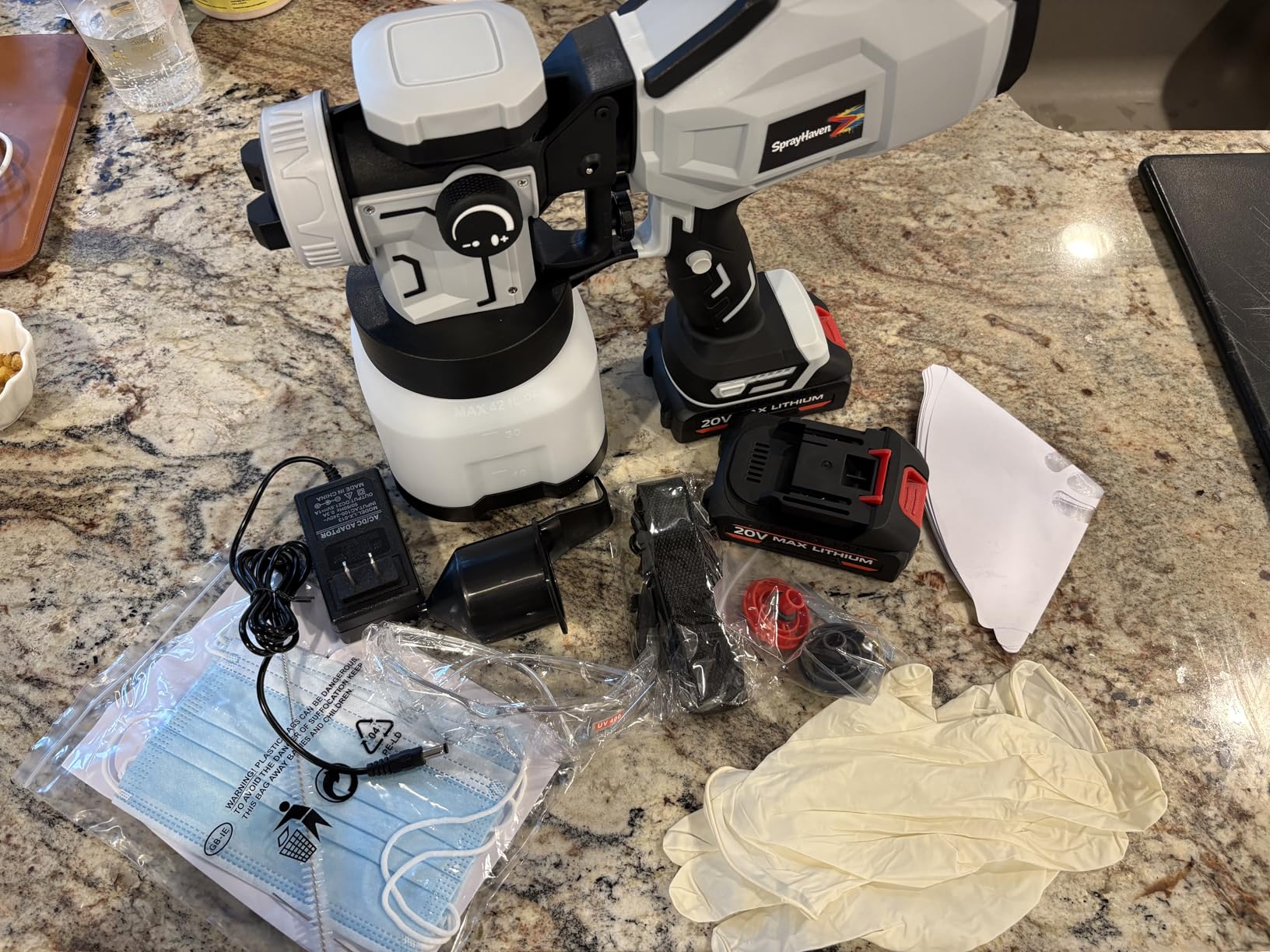 1200W Cordless Paint Sprayer with 2 Dual Long-Life Batteries 20Min Each - 1200ml Tank, 3 Copper Nozzles customer photo 2