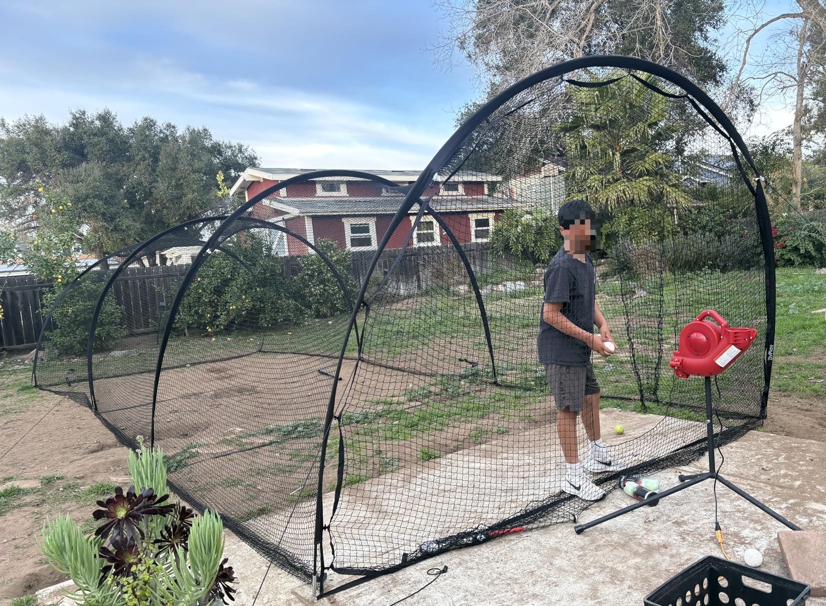 Baseball Batting Cage Net Batting Cages for Backyard Portable Pop Up Cage for Baseball and Softball with Pitching Machine Hole and Detachable Door (22ftx12ftx8ft) customer photo 2