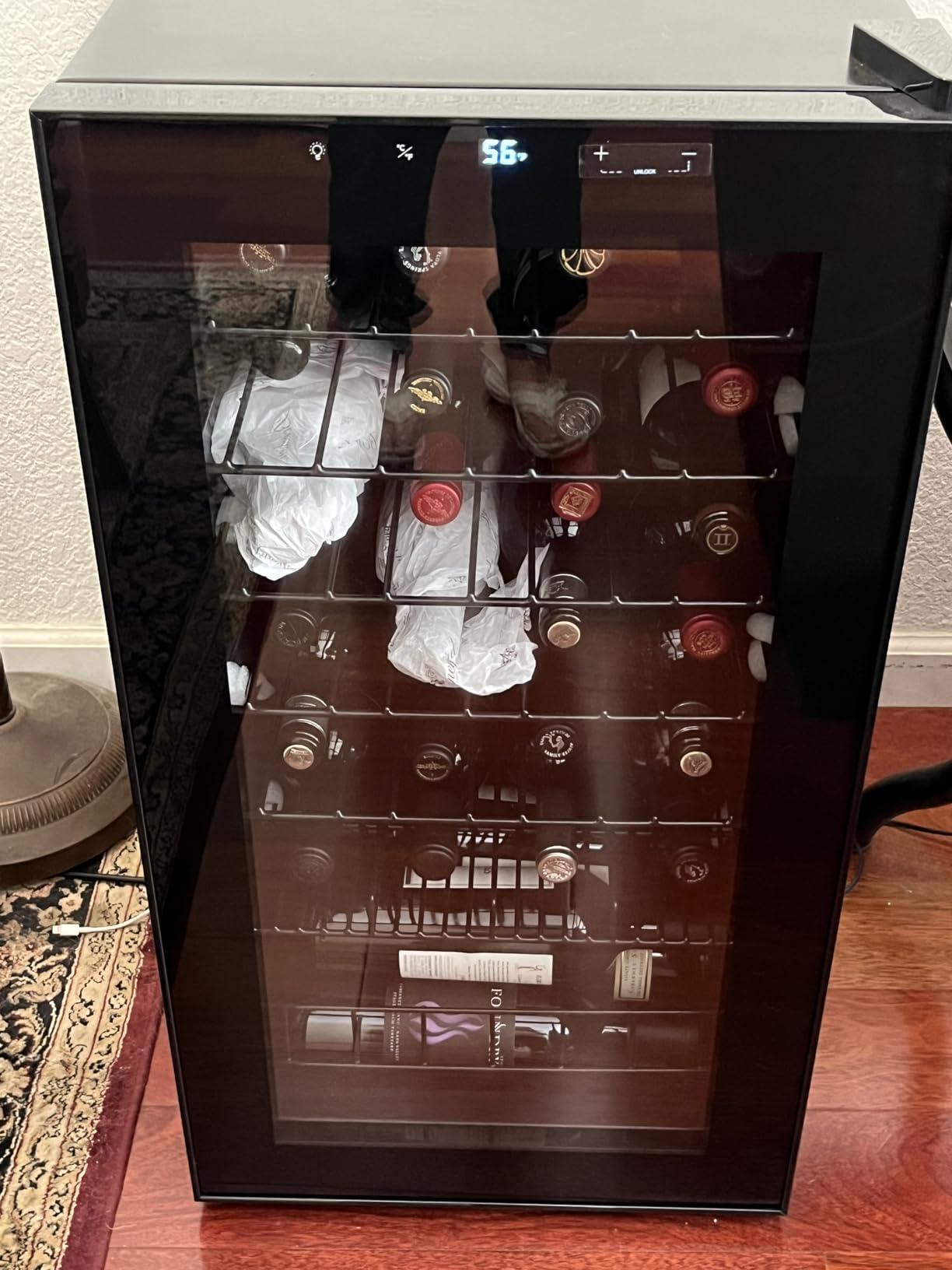 Yeego Wine Fridge - 46 Bottles Wine Cooler, 38-65F Digital Control with Double Glass Door & LED Light, Freestanding Wine Fridge Under Counter for Home Bar and Kitchen customer photo 2