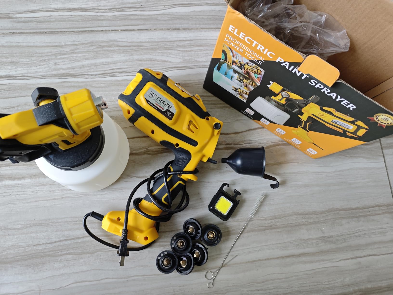 Paint Sprayer for House Painting, Paint Sprayer with Easy to Clean Design, 6 Brass Nozzles & LED Light, Easy to Clean for House, Fence, Garden, Furniture customer photo 2