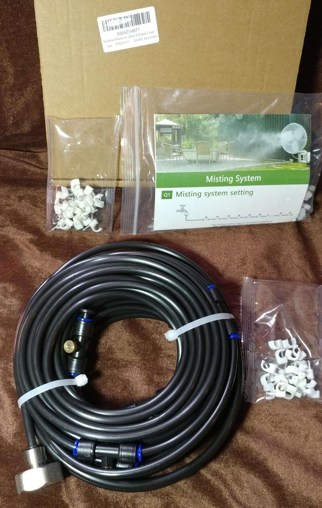 Mellbree Misters for Outside Patio 30FT/9M, Pre-Assembled Misting Cooling System with 8 Brass Nozzles & 3/4