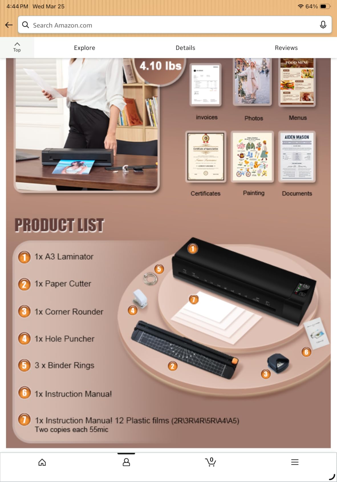 13 Inch Laminator Machine, A-3 9-in-1 Thermal Laminator with Sheets for Hot & Cold Laminating Machine, Features Fast 60-Sec Warm Technology and Never-Jam Design for Home, Office, or School Use (Black) customer photo 1