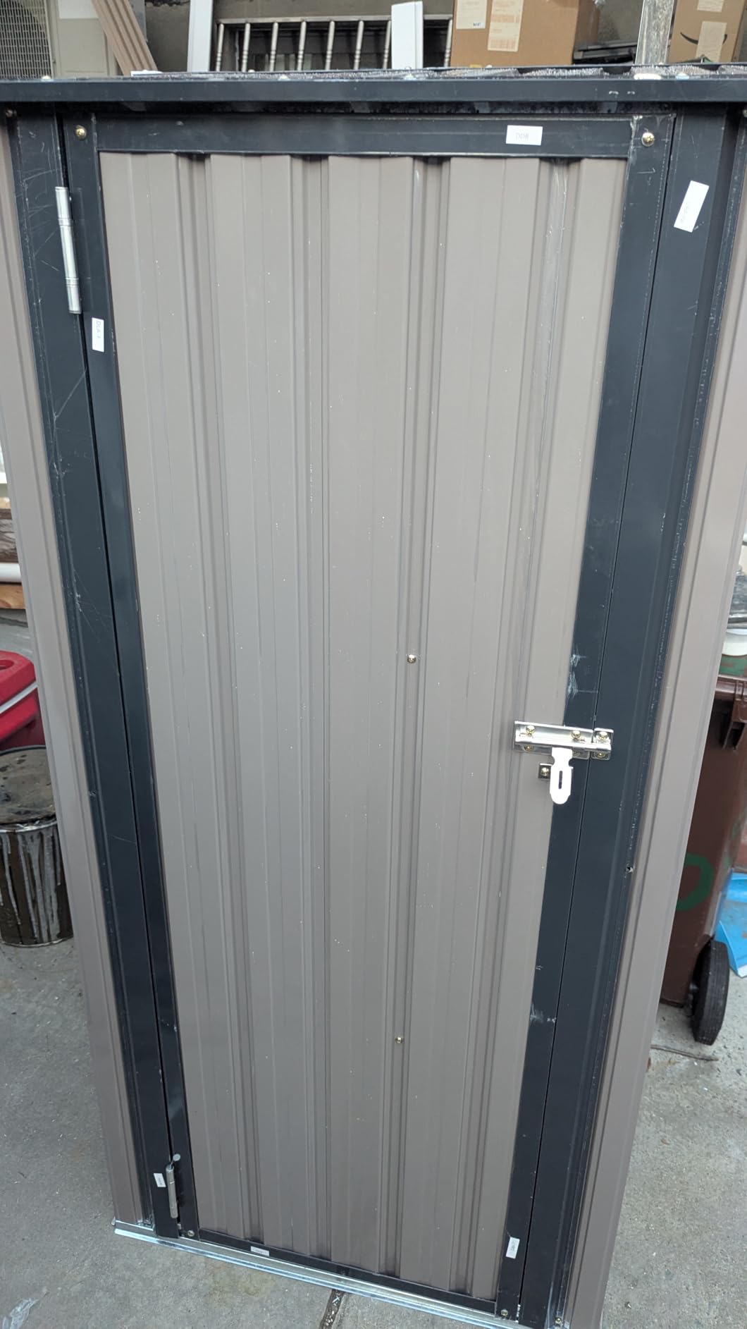 Aoxun Outdoor Storage Shed with Floor - Vertical Cabinet with 2 Adjustable Shelves & Lockable Doors, Waterproof Small Tool Shed, for Backyard Garden Patio Lawn Indoor, Brown customer photo 2
