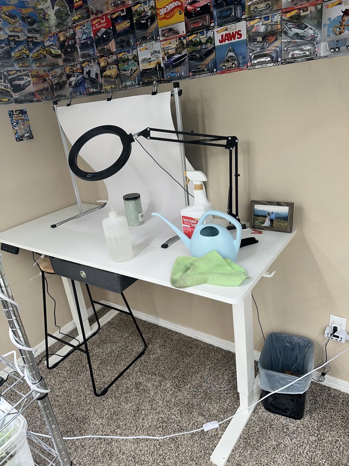 DUMOS 62 Inch L Shaped Gaming Desk with Charging Station & 2 Monitor Stands, Computer Desk with Drawer & Adjustable Storage Shelves, Large Corner Desk for Home Office, Rust Brown customer photo 2