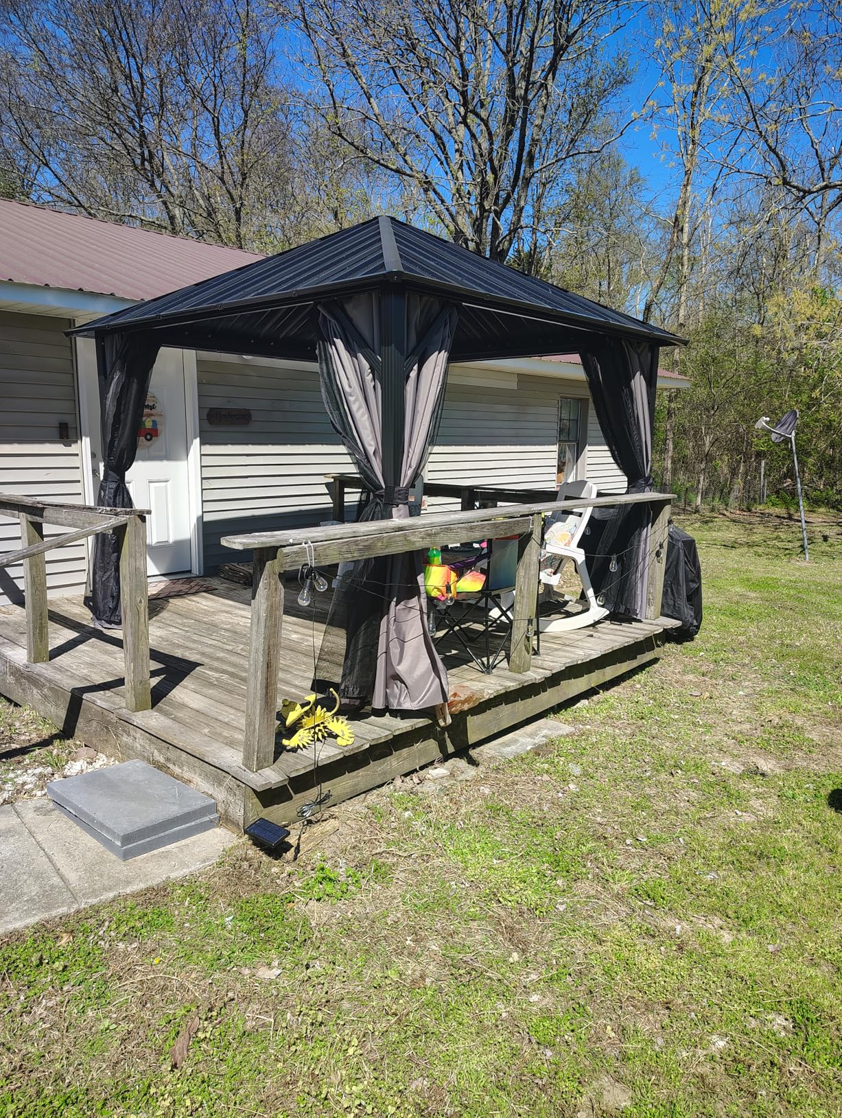 YITAHOME 10'X10' Metal Hardtop Gazebo Outdoor Patio Single Top Canopy Galvanized Iron Garden Tent Curtains Netting for Backyards Decks Lawns,Gray customer photo 1