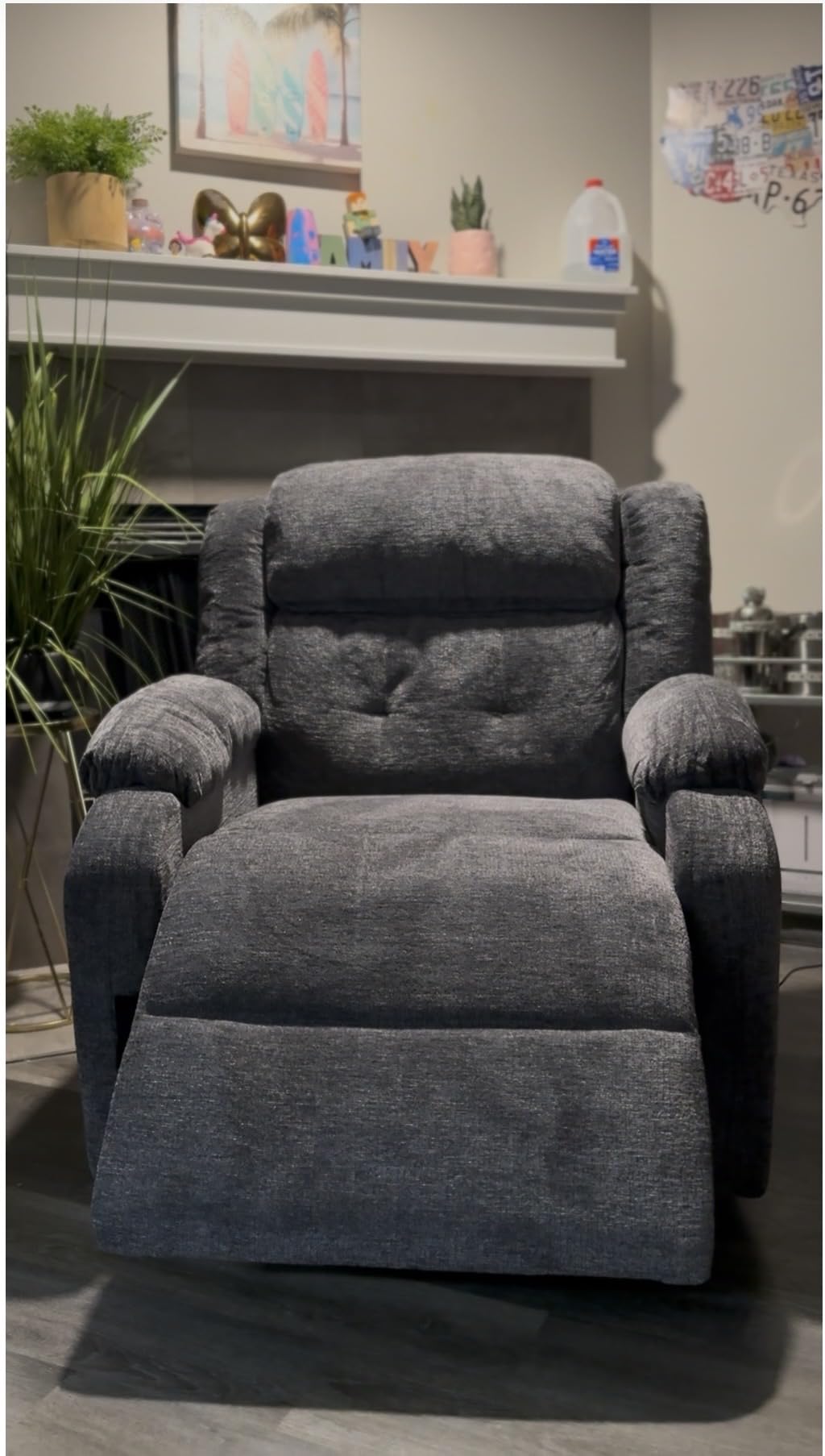 Korser Power Recliner Chair, Living Room Chairs for Adults, Oversized Electric Recliner with Side Pockets, Chenille Fabric Reclining Chair for Living Room, Bedroom customer photo 1