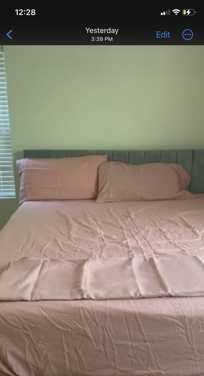 TOSMO Pure Linen Sheets Set Queen Size, 100% French Natural Flax Bedding, Breathable and Durable for Hot Sleepers, 4 Pcs Set customer photo 2