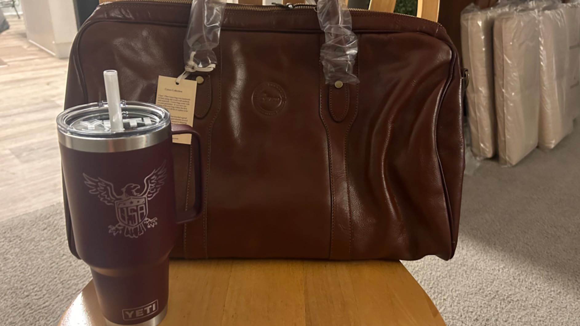 Cenzo Duffle Vecchio Brown Italian Leather Weekender Travel Duffle Bag for Men customer photo 1