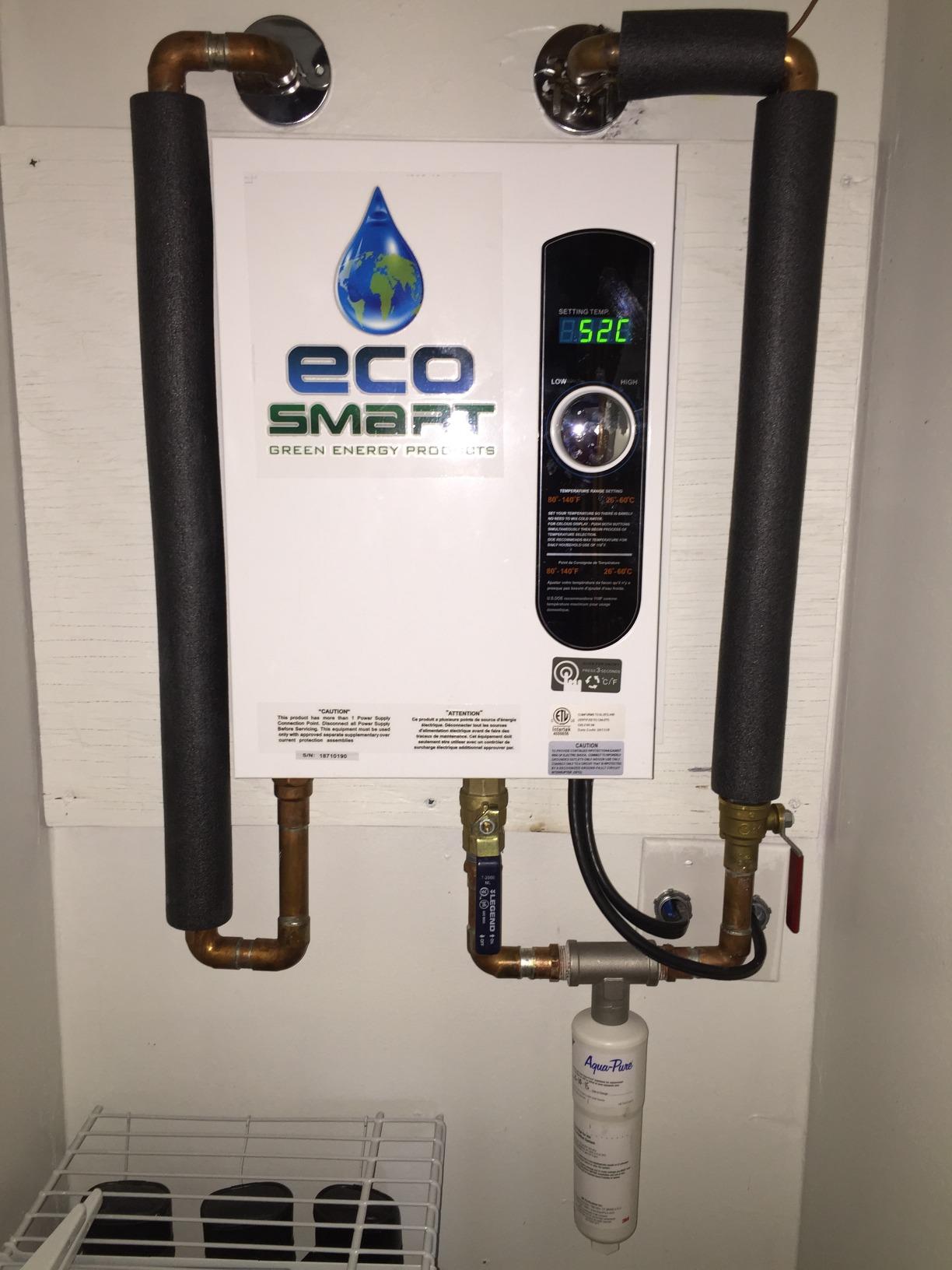 EcoSmart ECO 18 Electric Tankless Water Heater, 18 KW at 240 Volts with Patented Self Modulating Technology , 17 x 14 x 3.5, White customer photo 1