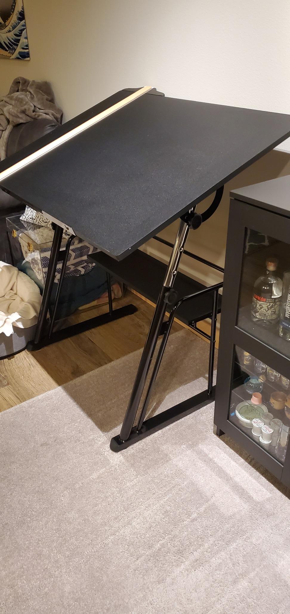 Studio Designs Zenith Height Adjustable Drafting Table with Shelf in Black, 42