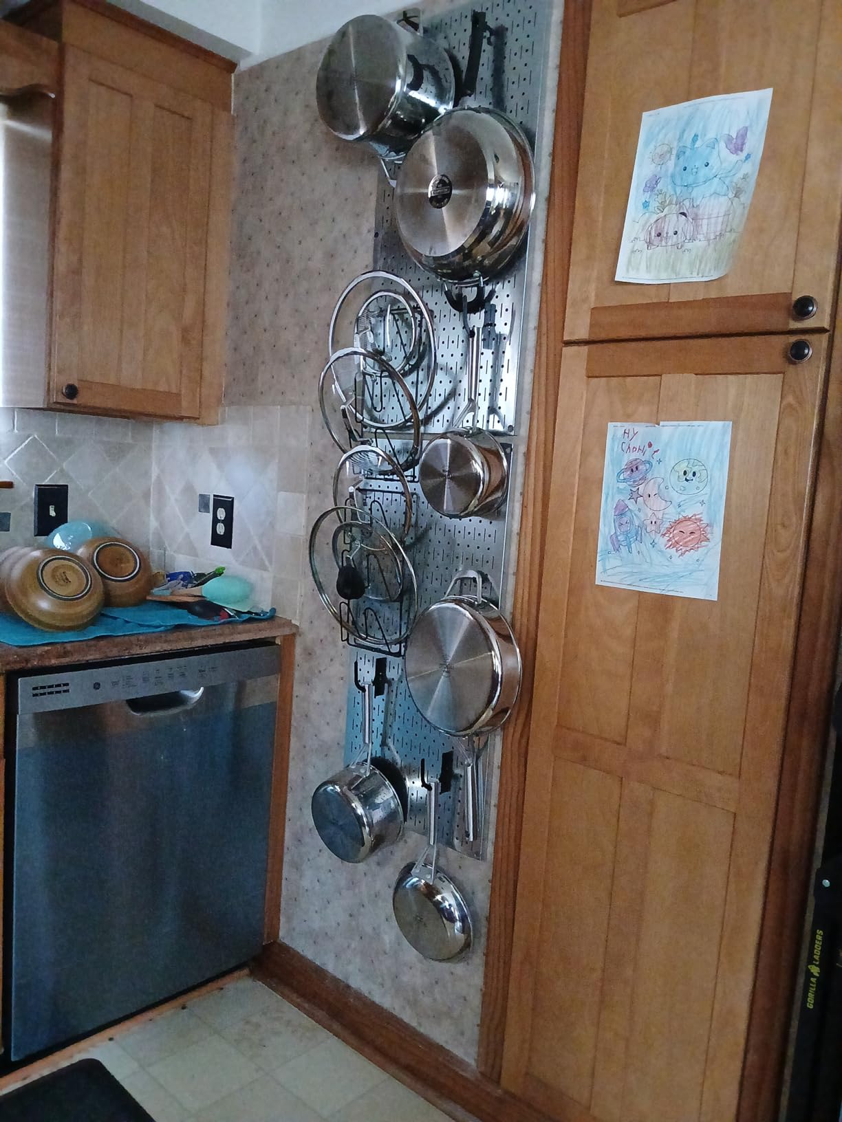 Wall Control Kitchen Pegboard Organizer Pots and Pans Storage Rack Organization Kit with Metallic Silver Pegboard and Black Accessories customer photo 1