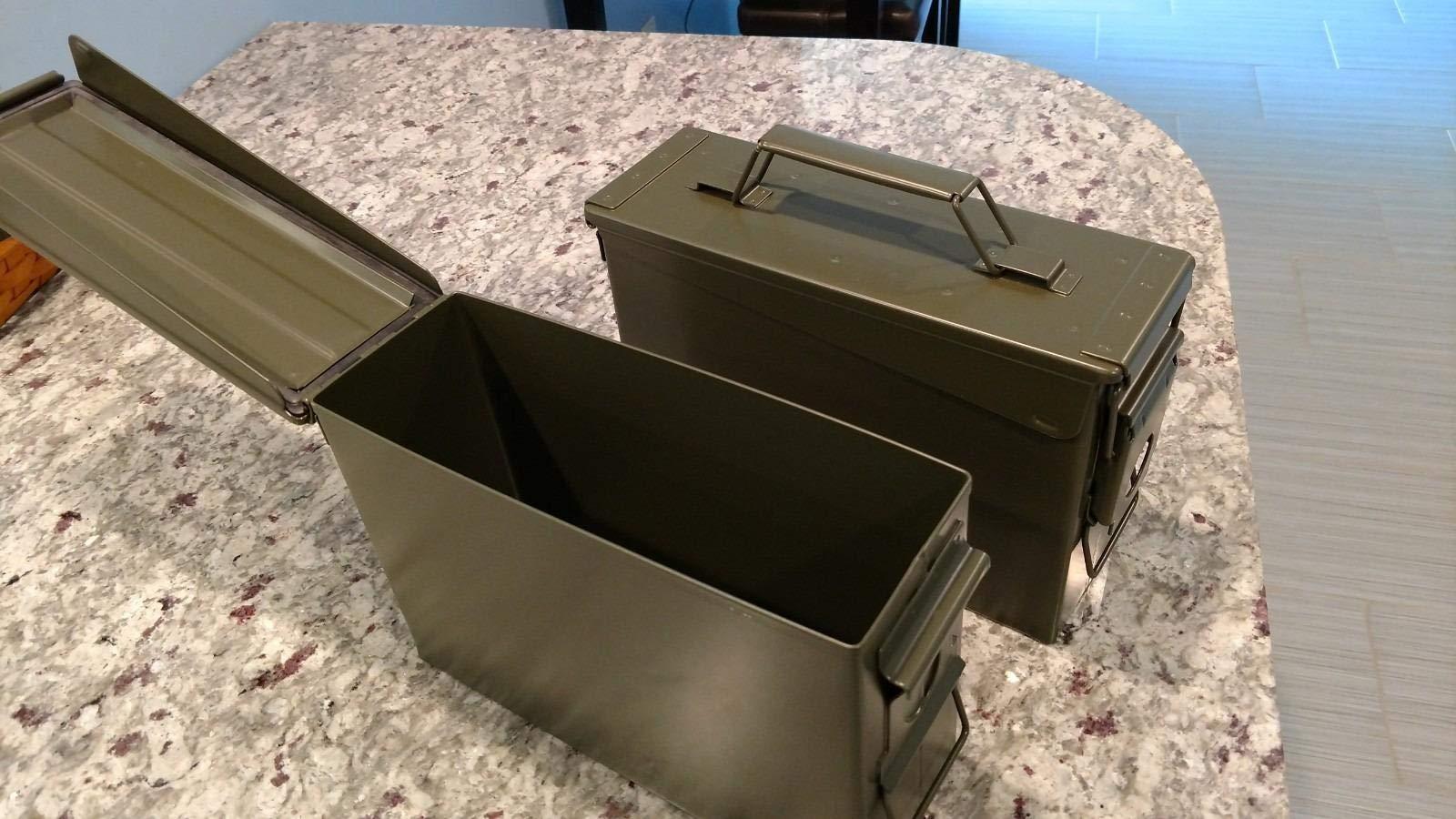 U.S. Military Issue 50 Cal Ammo Can (M2A1/M2A2), Solid Alloy Steel Storage Containers - Watertight & Airtight Army Ammo Box w/Hinged Lid, Locking Latch - Military Grade Ammo Cans Metal customer photo 2