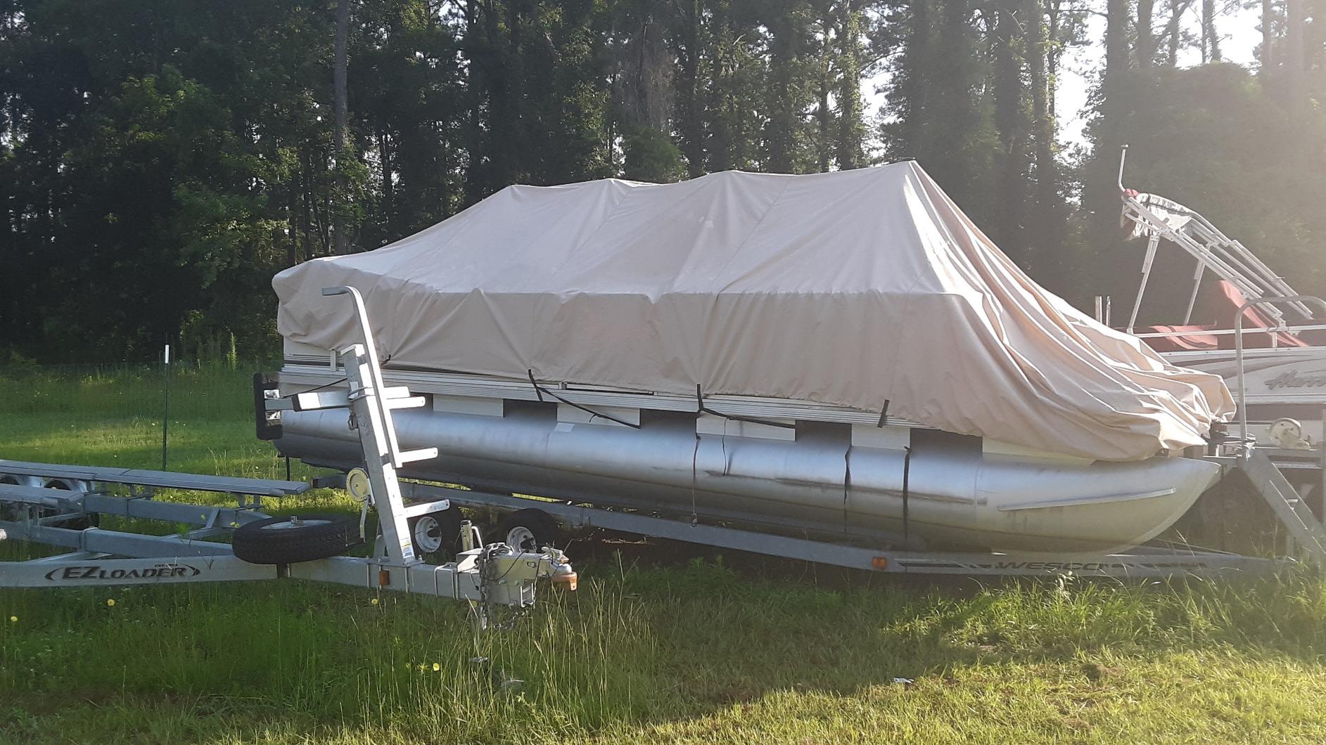 VORTEX Ultra 5 Year Canvas Pontoon/Deck Boat Cover 1200D Beige 24 FT, Fits 22'1