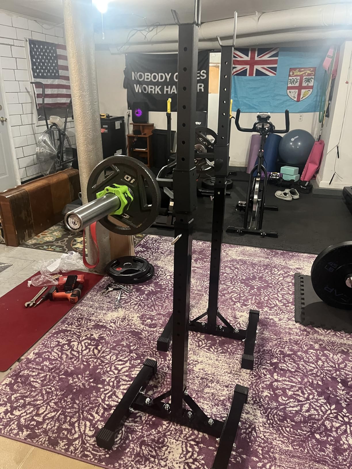 F2C Max Load 550Lbs Pair of Adjustable Squat Rack Sturdy Steel Barbell Rack customer photo 2