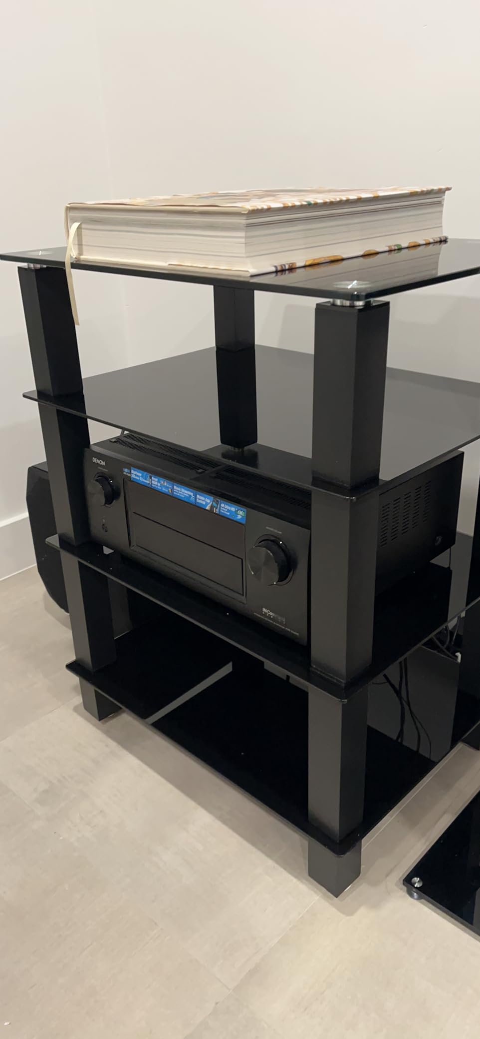 FITUEYES 4-Tier Media Stand Audio/Video Component Cabinet with Glass Shelf for Xbox One/ps4 AS406002GB customer photo 2