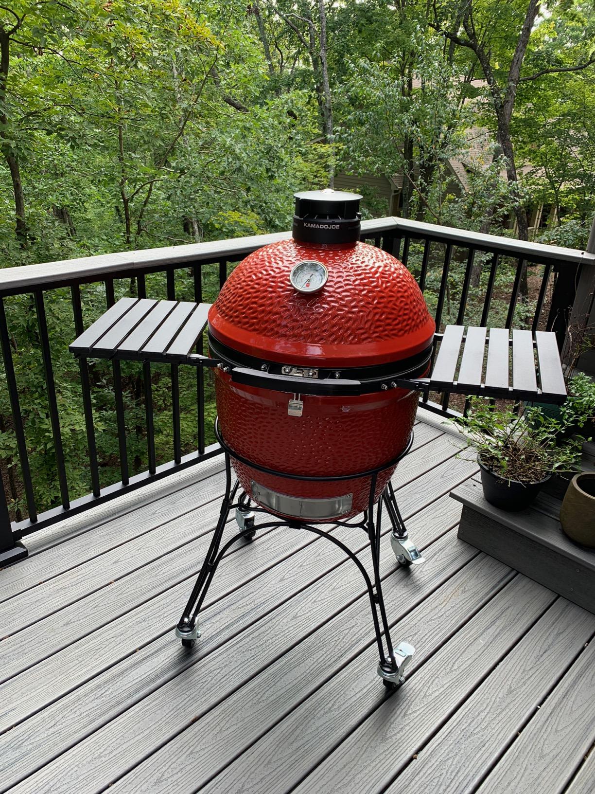 Kamado Joe Classic Joe Series II 18-inch Ceramic Charcoal Grill and Smoker with Cart, Side Shelves, Stainless Steel Grates and 250 Cooking Sq Inches in Red, Model KJ-23RHC customer photo 2