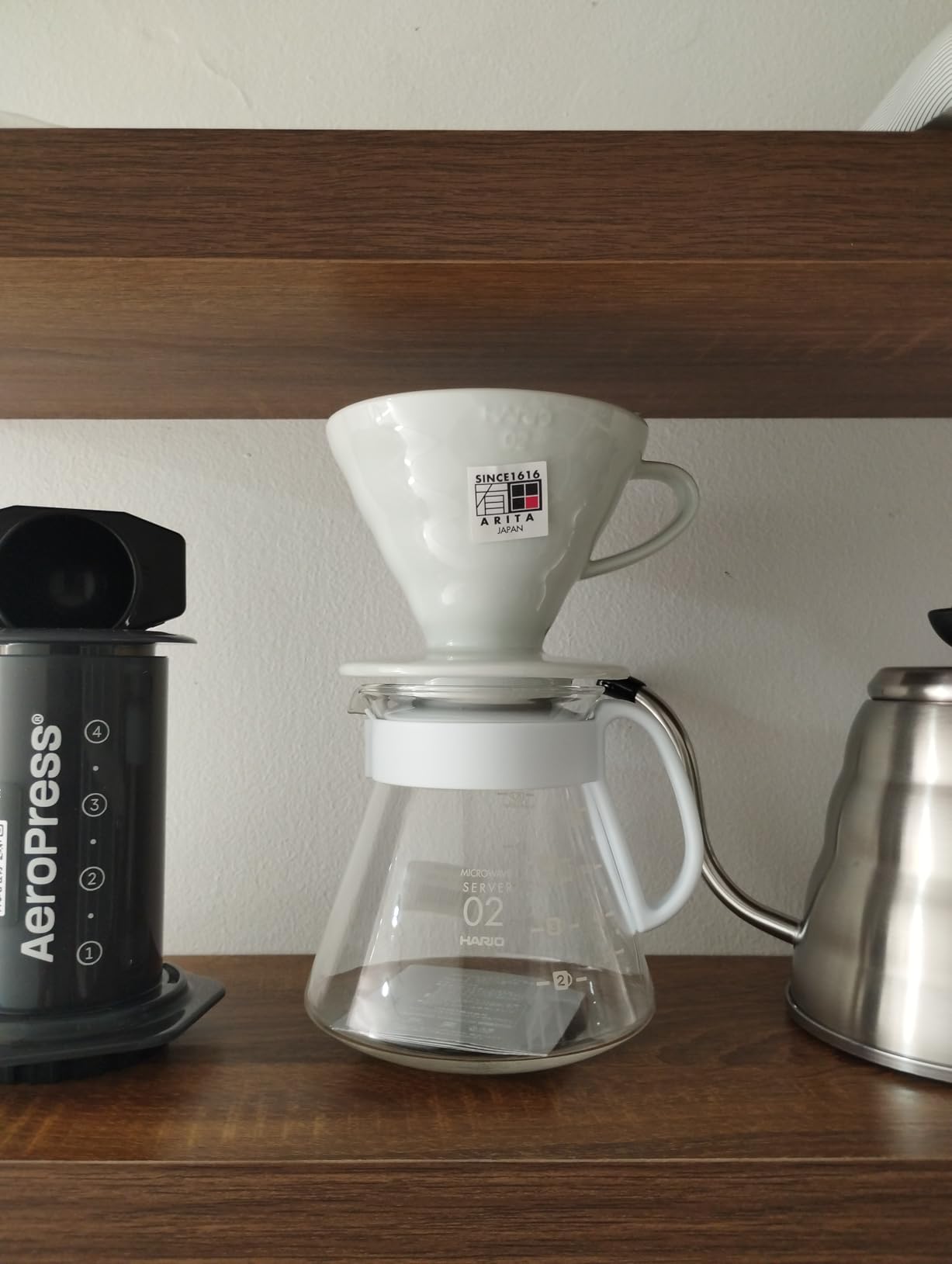Hario V60 Ceramic Pour Over Coffee Set, Size 02, White customer photo 2