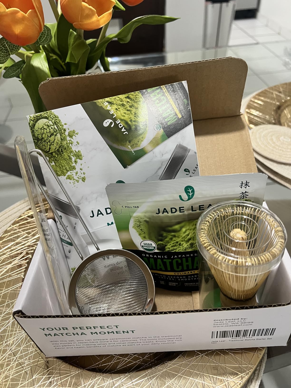 Jade Leaf Matcha - Traditional Starter Set - Japanese Matcha Gift Set Includes: Bamboo Whisk (Chasen), Scoop (Chashaku), Stainless Steel Sifter, Fully Printed Handbook customer photo 1