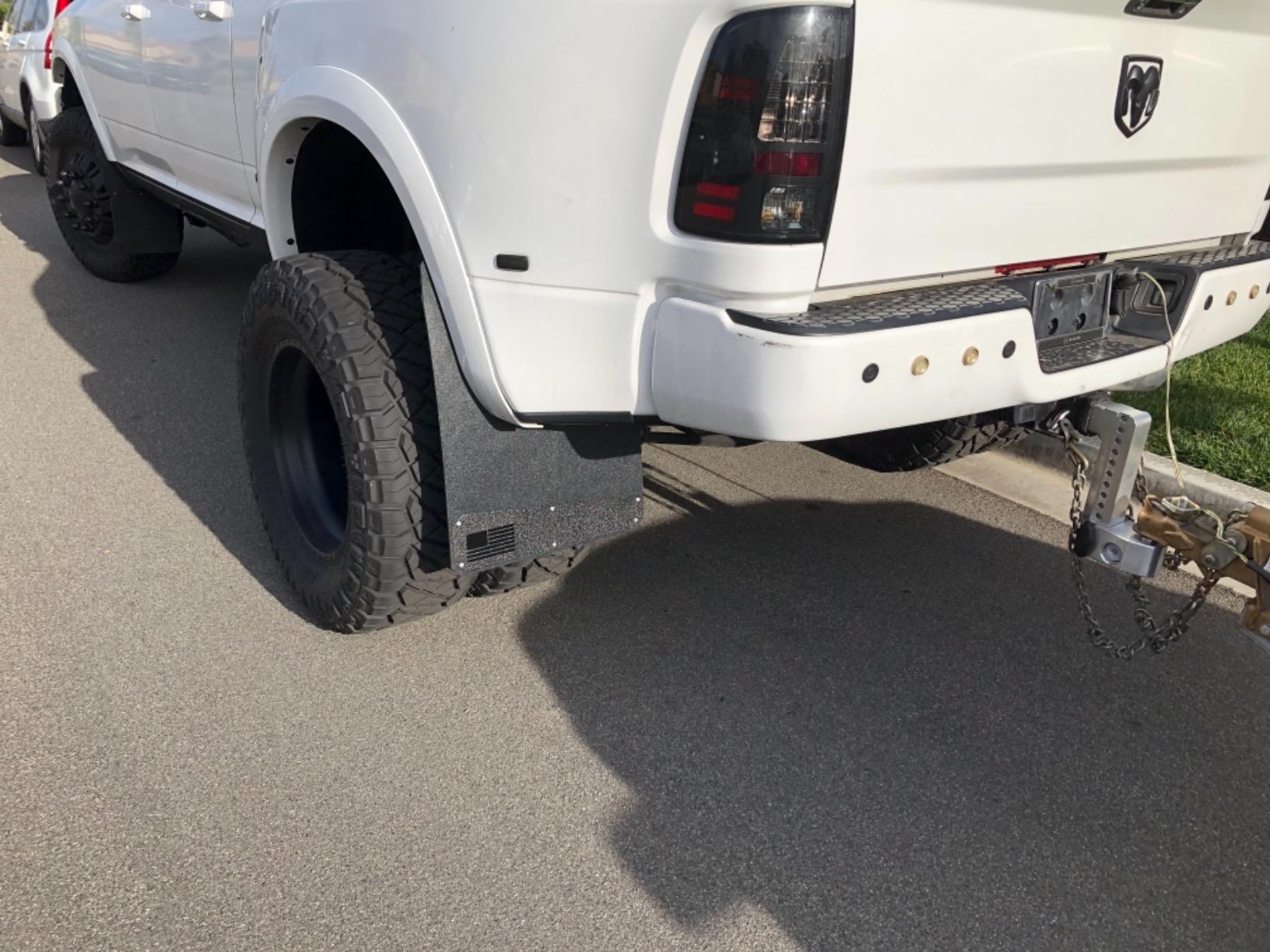 REK GEN 'Merica Mud Flaps Dually - Heavy Duty Mud Flaps for Trucks and Dually Truck Accessories - Stainless Steel - Easy Install Splash Guard - Made in USA (Red Flag) customer photo 2