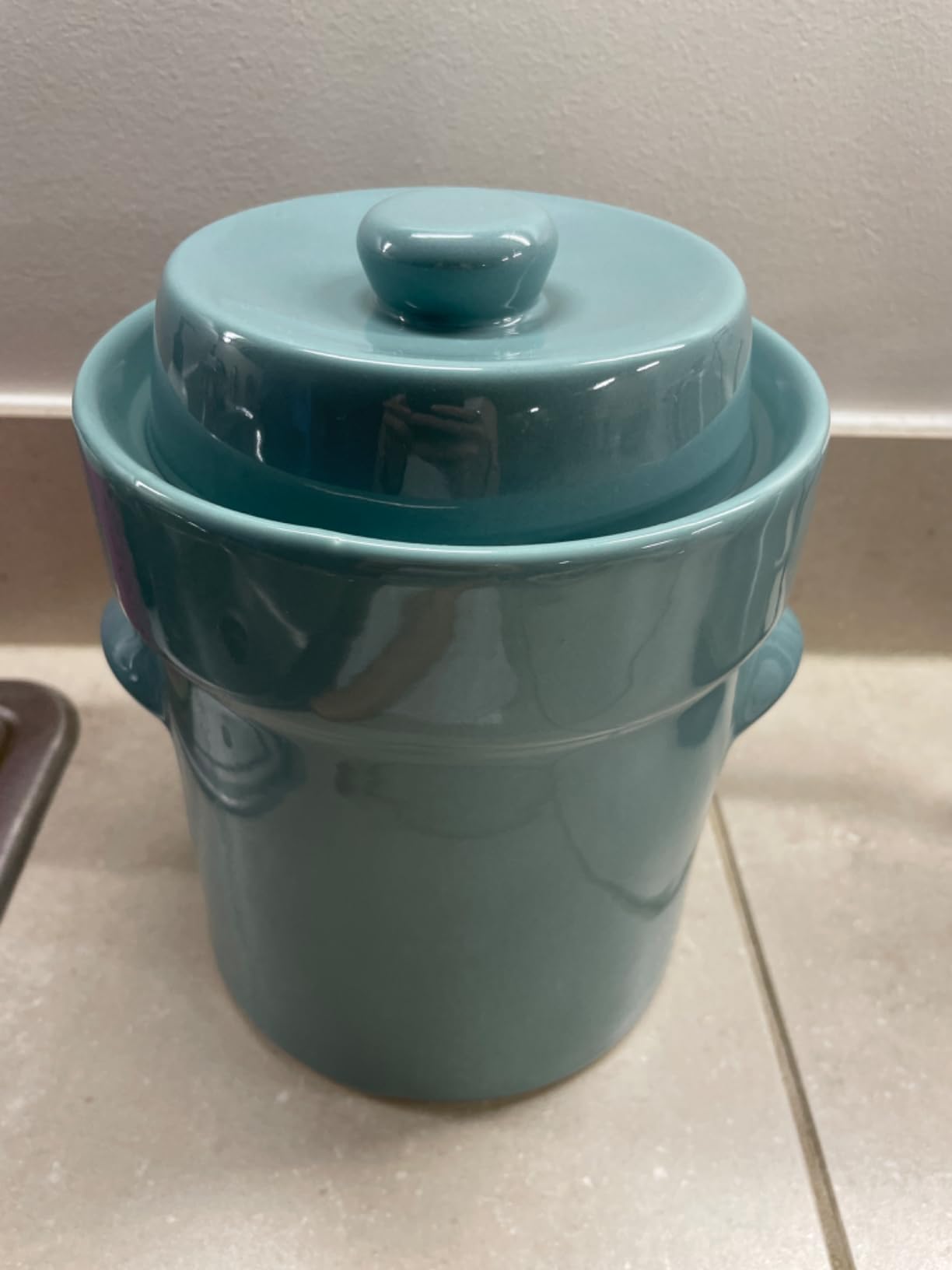 Humble House Fermentation Crock 1/2 Gallon Sauerkrock Sauerkraut Crock with Lid Weights & Pounder - Blue Ceramic Fermenting Crock Kit for Pickling Cabbage Kimchi Vegetables 2 Liter Fermentation Jar customer photo 2