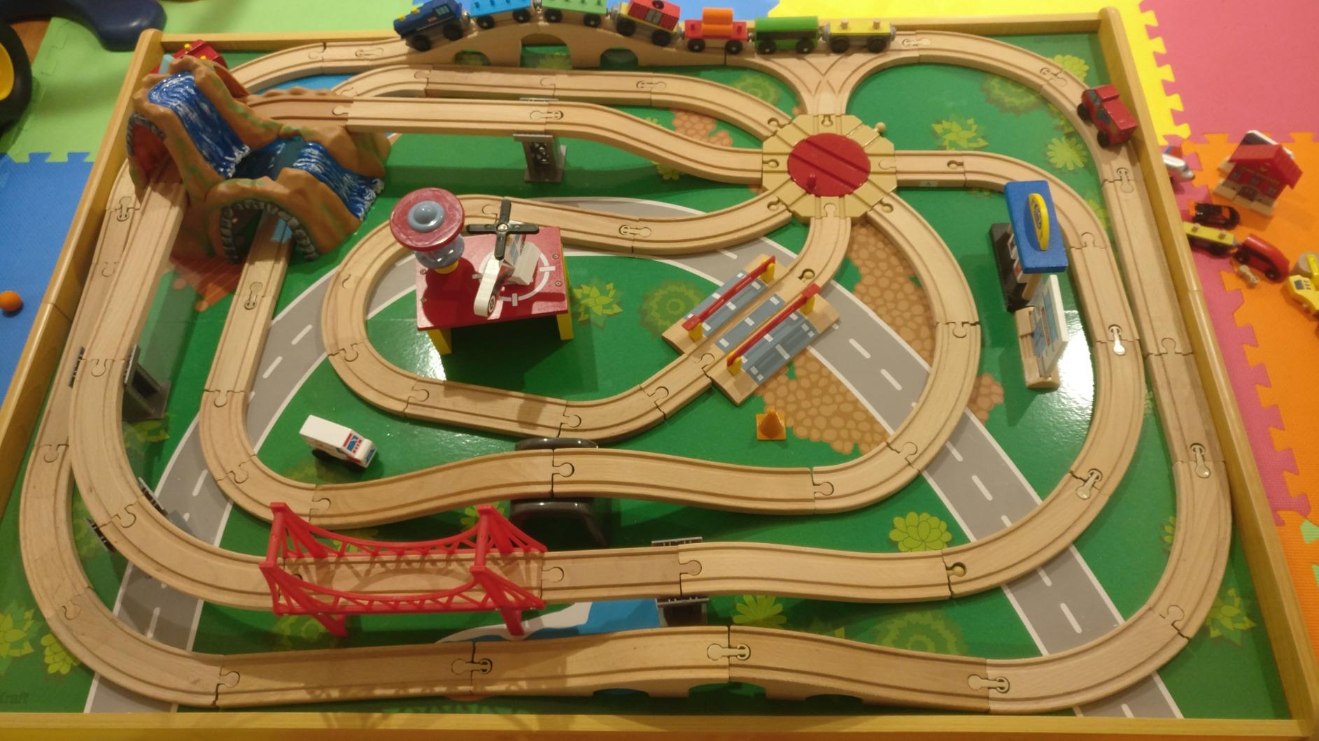 KidKraft Adventure Town Railway Wooden Train Set & Table with EZ Kraft Assembly with 120 Accessories and Storage Bins customer photo 2