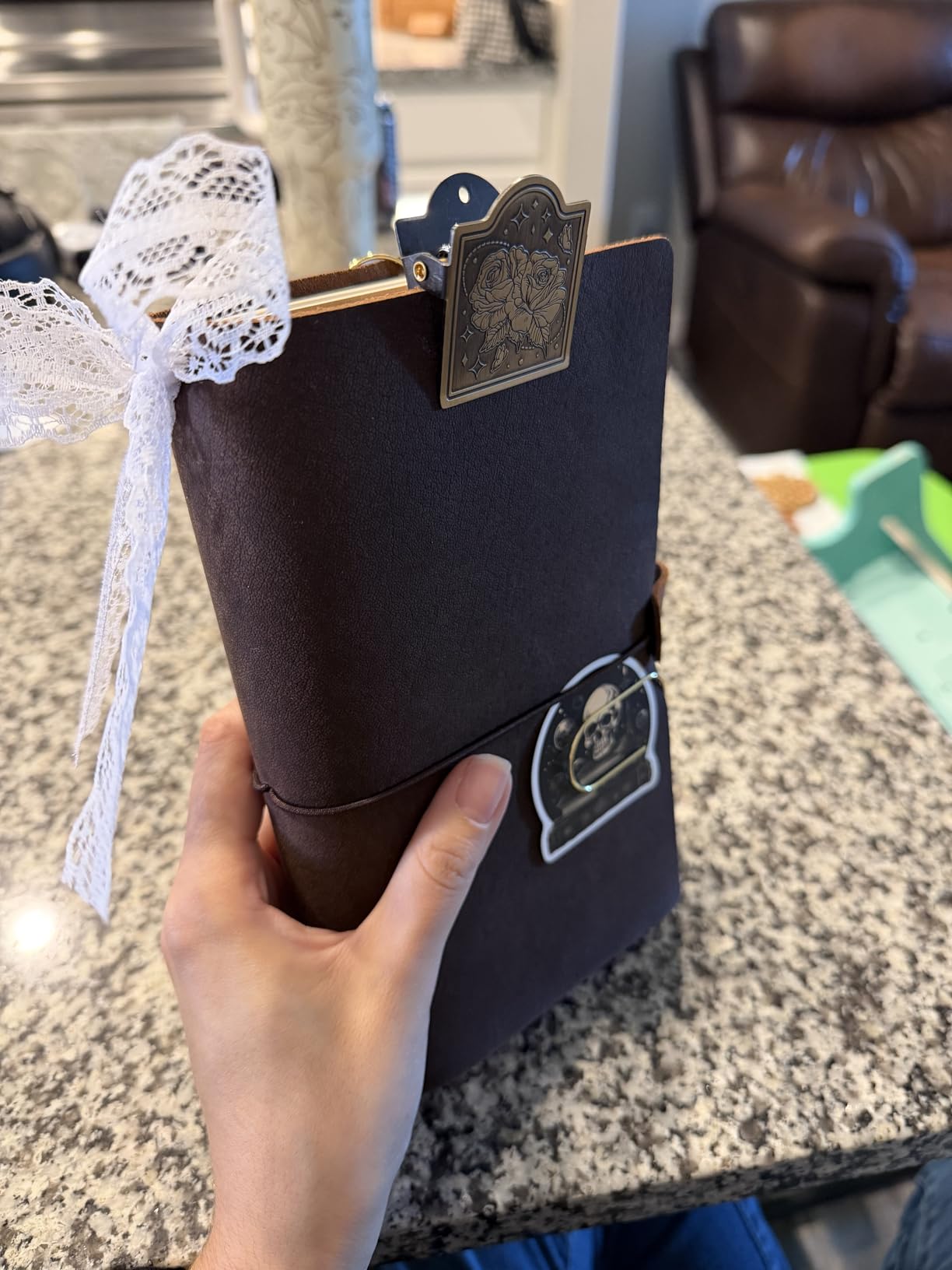 newestor Refillable Leather Journal Travelers Notebook - 8.5 x 4.5 Travel Diary with 5 Inserts + Pen Holder and Binder Clip, Standard Size, Brown customer photo 1