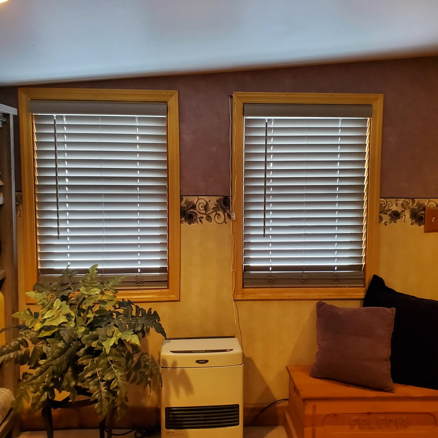 Cordless Room Darkening Plantation Blind - 33 Inch Width, 64 Inch Length, 2