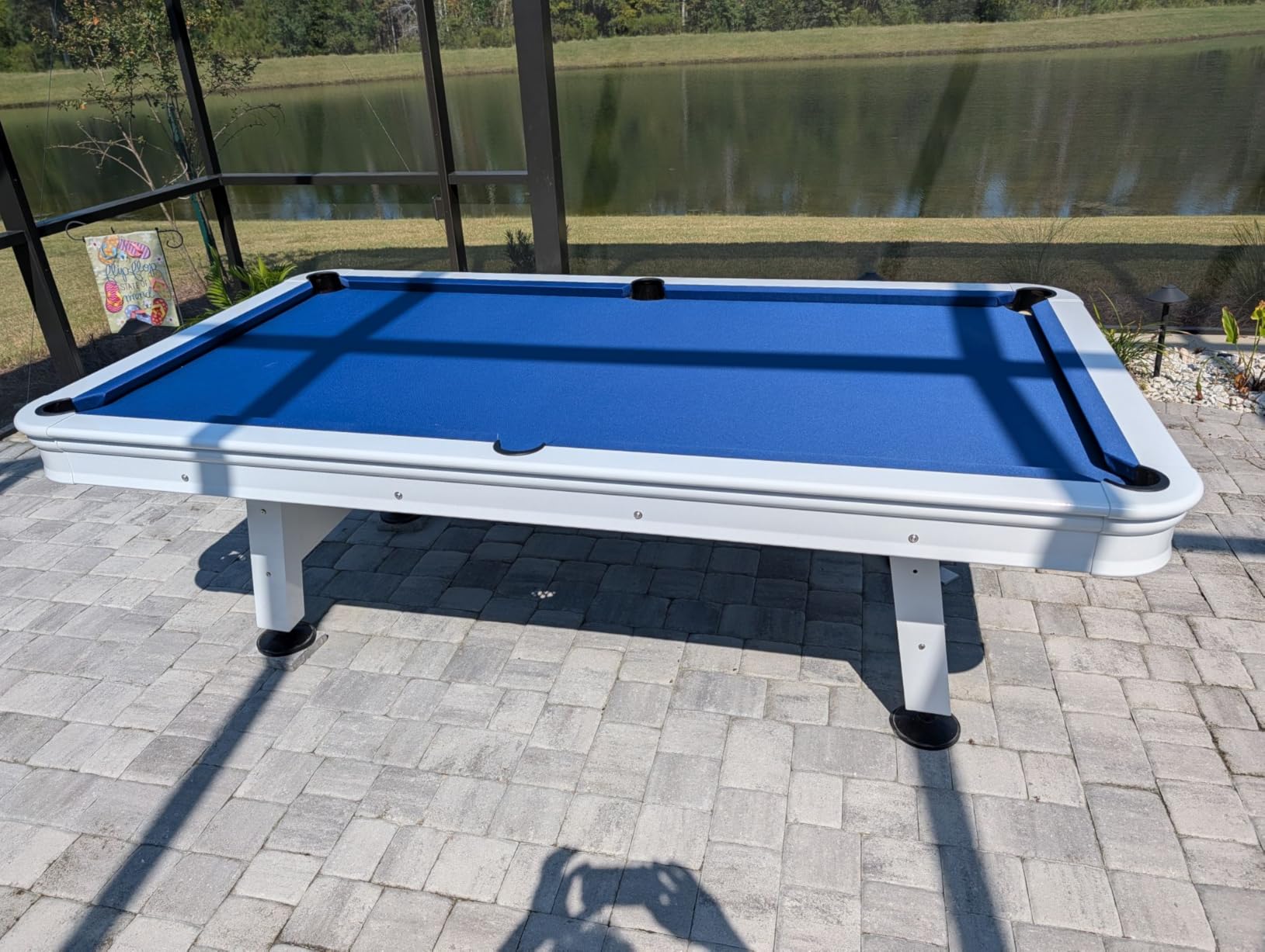 Hathaway Alpine 8-ft Outdoor Pool Table with Aluminum Frame and Waterproof Felt - Includes Accessories, White customer photo 2