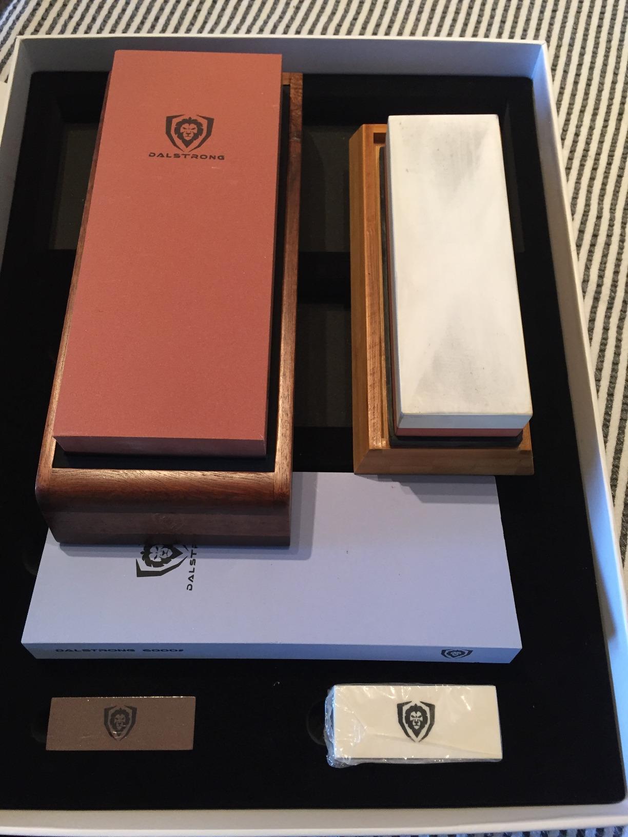Dalstrong Whetstone Set #1000/#6000 - XL Corundum Sharpening Stones - For Restoring Dull Knives, Maintaining Any Kitchen Blade, Beginner to Pro - Non-Slip Base, Angle Guide, Customer Support customer photo 1