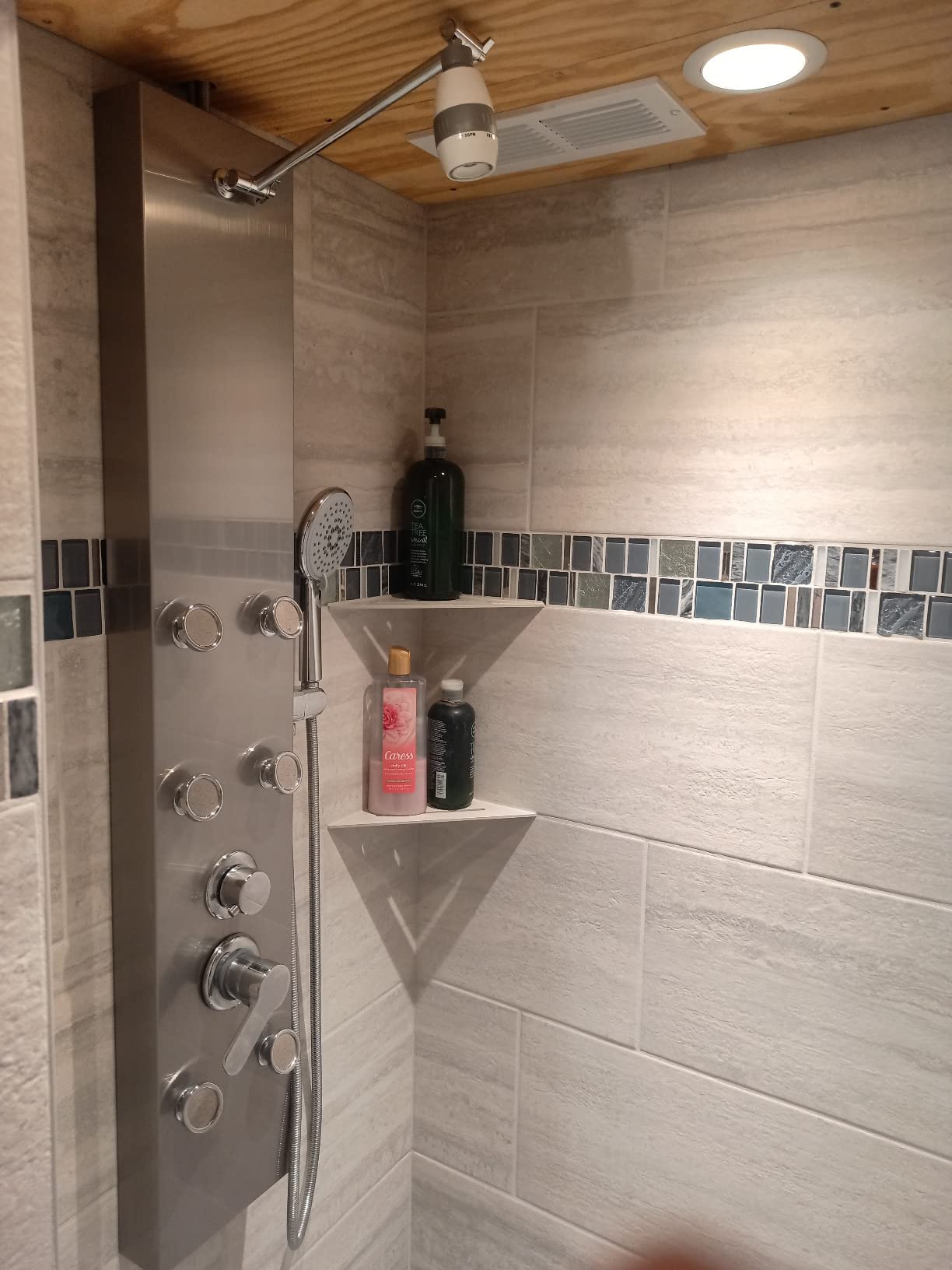 ROVOGO Stainless Steel Shower Panels System with 8-inch Rainfall Shower, 6 Body Jets and 5-Setting Handheld Shower Wand, Shower Tower with Adjustable Head, Brushed customer photo 1