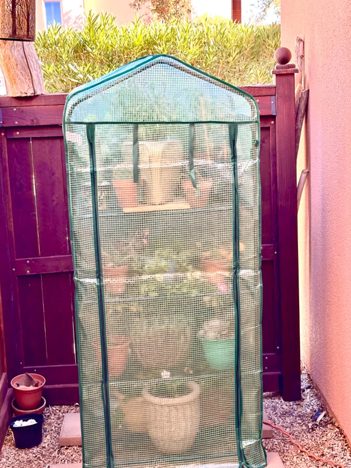 Ohuhu Mini Greenhouse for Indoor Outdoor, 27 x 19 x 62-Inch Small Plant Green House 4-Tier Rack Stand customer photo 1