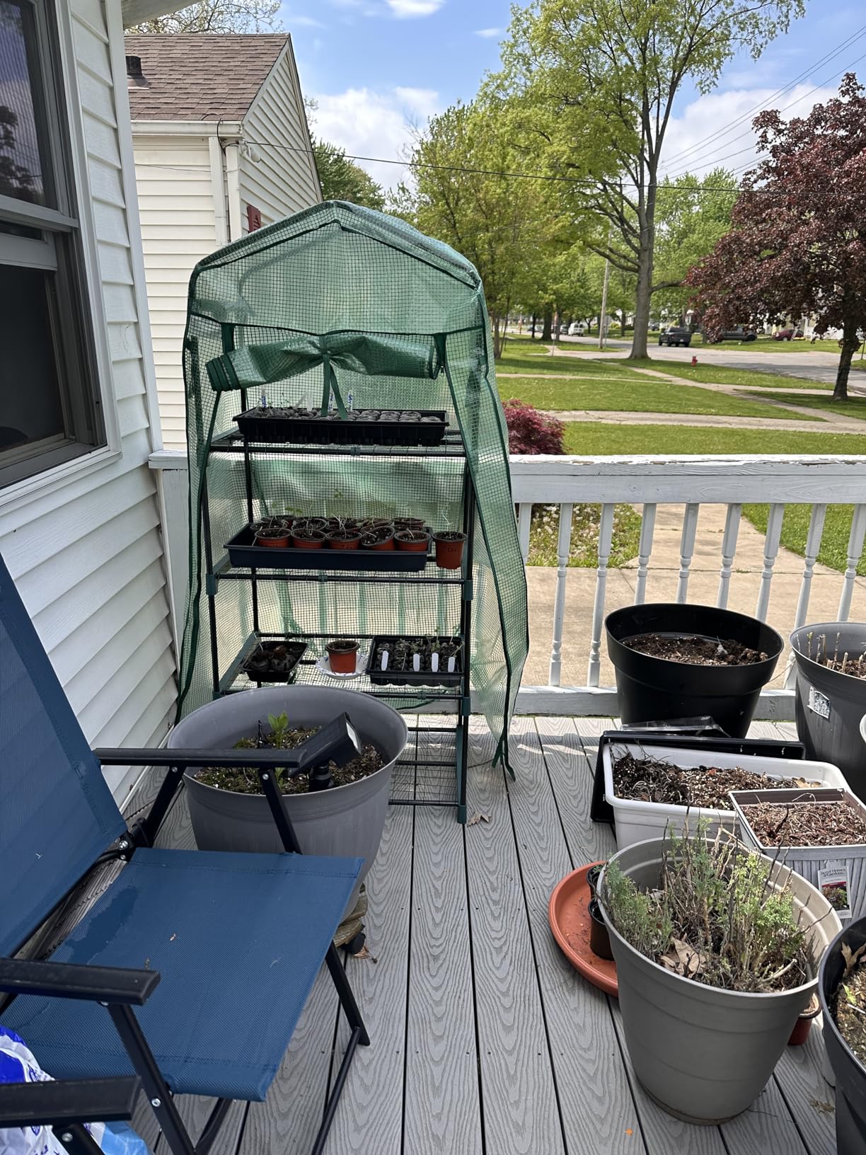 Ohuhu Mini Greenhouse for Indoor Outdoor, 27 x 19 x 62-Inch Small Plant Green House 4-Tier Rack Stand customer photo 2