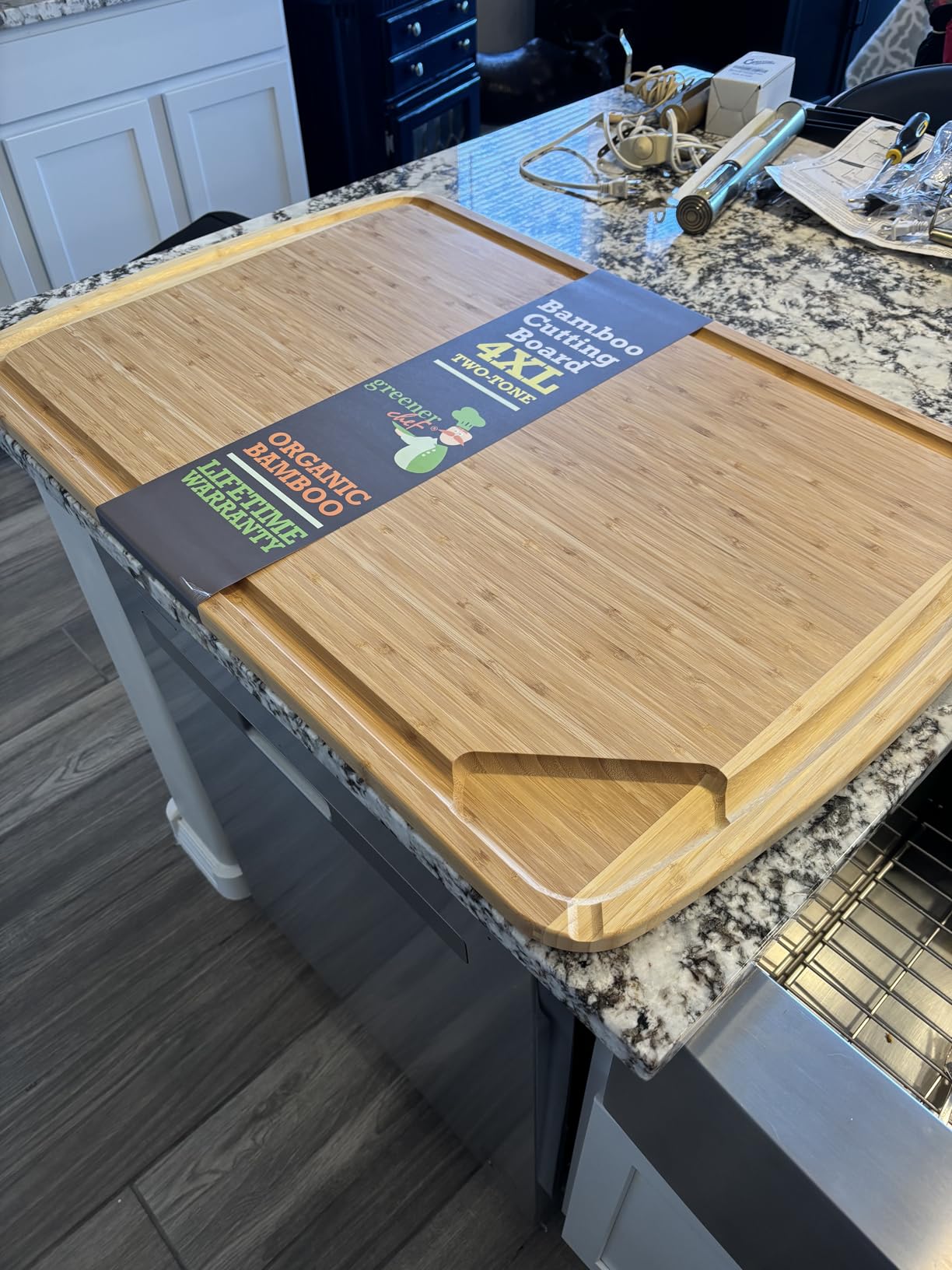 Greener Chef 30 x 20 Organic Extra Large Cutting Board with Lifetime Replacements - Wood Bamboo Chopping Board - Wooden Butcher Block Cutting Board for Carving Turkey, Grilling Brisket and BBQ customer photo 2