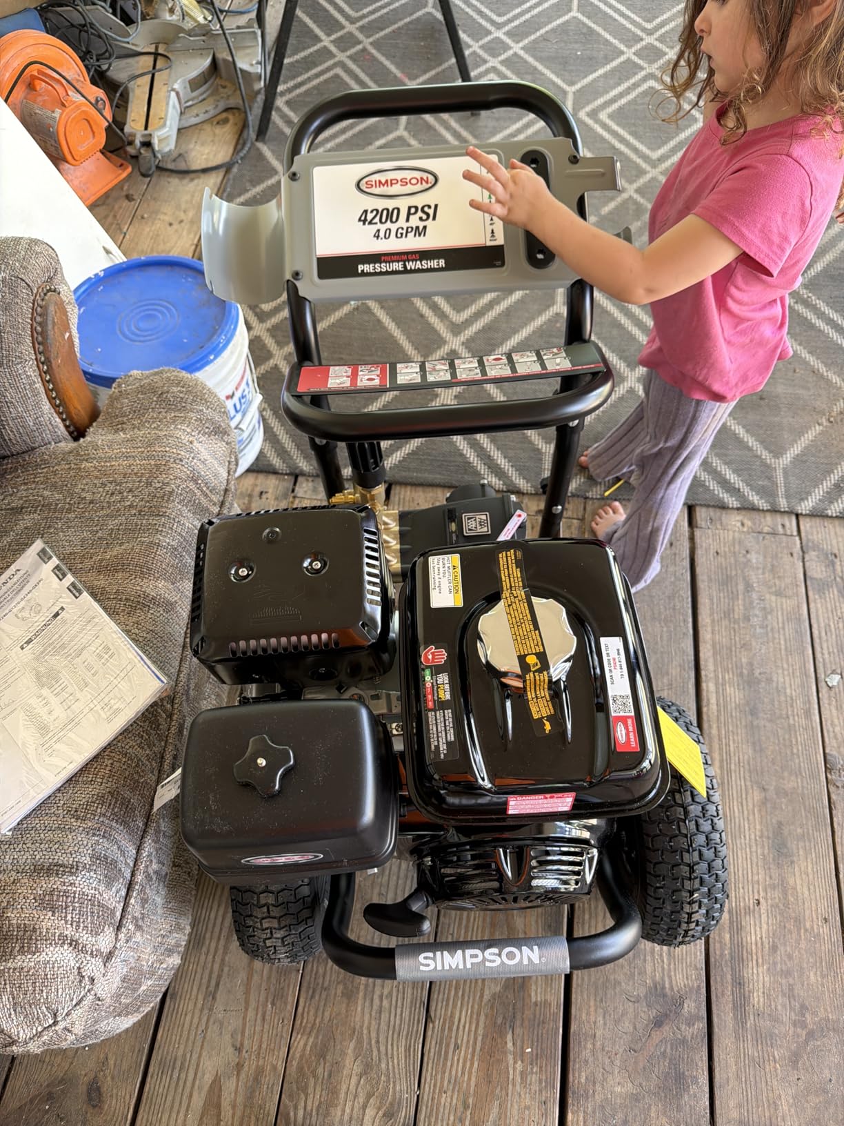 Simpson Cleaning PS60869 PowerShot 4000 PSI Gas Pressure Washer, 3.5 GPM AAA Triplex Pump, Honda GX270 Engine, Includes Spray Gun, Wand, 5 QC Nozzle Tips, 3/8-inch x 50-Foot Monster Hose, 49-State customer photo 1
