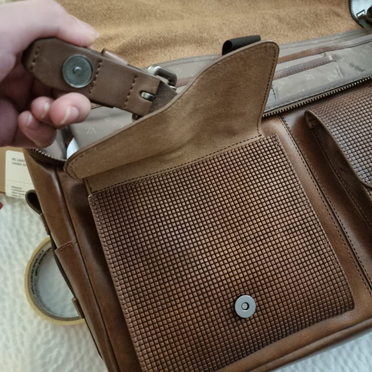 VELEZ Tan Full Grain Leather Messenger Bag for Men - 15
