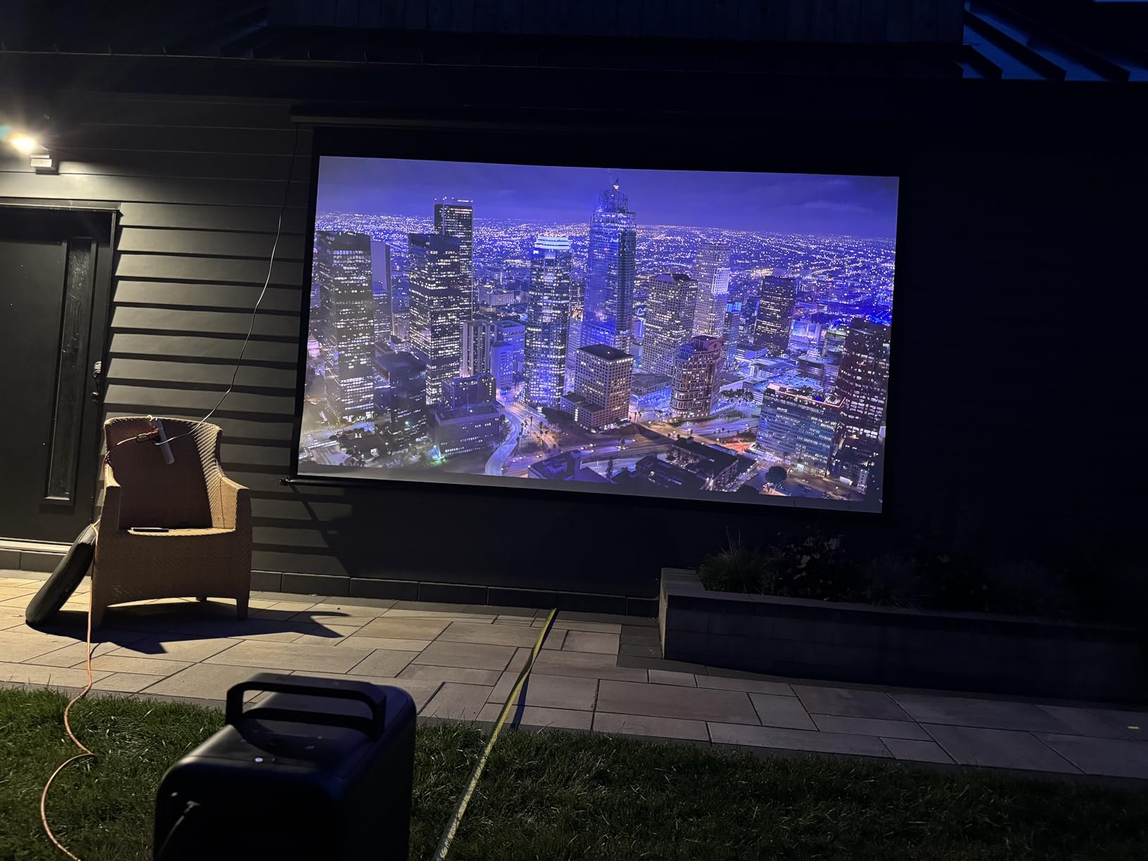 Elite Screens Yard Master Electric, 150-INCH Outdoor Motorized Projector Screen Rain Water Protection Remote Control 8K 4K Ultra HD 3D Movie Screen Theater Gaming, OMS150H-ELECTRIC customer photo 1