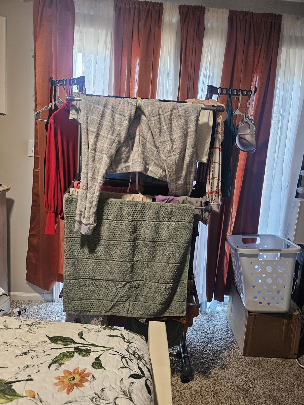 Bigzzia Clothes Drying Rack Folding Drying Rack Clothing 4 Tier Clothes Horses Rack Stainless Steel Laundry Drying Rack with Two Side Wings Grey customer photo 1