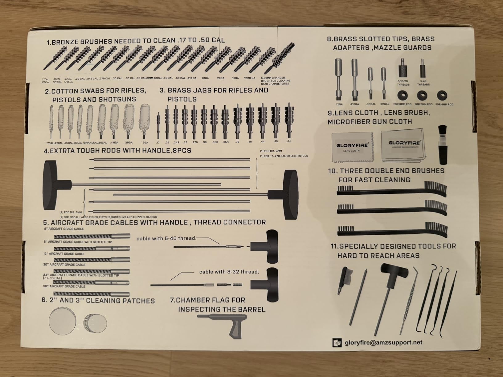 GLORYFIRE Universal Gun Cleaning Kit for Handgun Shotgun & Pistol,Elite Gun Cleaning Set with High-end Brass Brushes, Mops, Jags, Reinforced Rods and Gun Cleaning Snake&Ropes customer photo 2