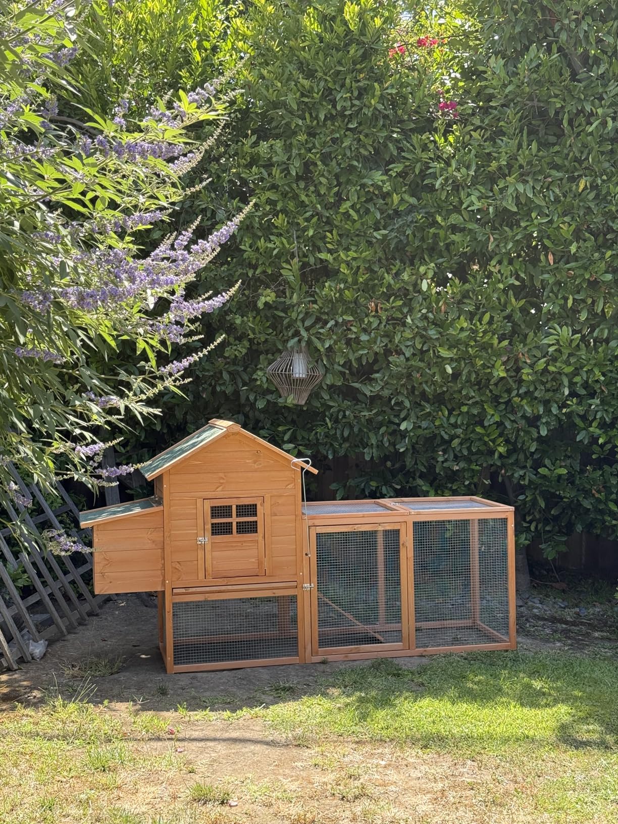 GOJOOASIS Wooden Chicken Coop for 2-5 Chickens Outdoor Wooden Hen House Poultry Pet Hutch for Backyard Outdoor w/Tray Run Cage & Nesting Box(A) customer photo 1
