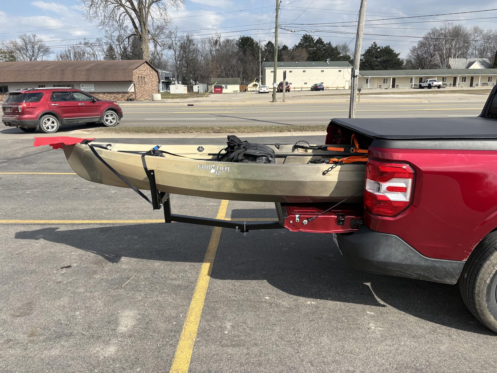 Mockins 750 Lbs Cap Truck Bed Extender Hitch Mount | 2-in-1 All-Weather Steel Canoe Rack & Kayak Trailer w/Stabilizer & Straps | Versatile Bed Extenders for Trucks & SUVs customer photo 1
