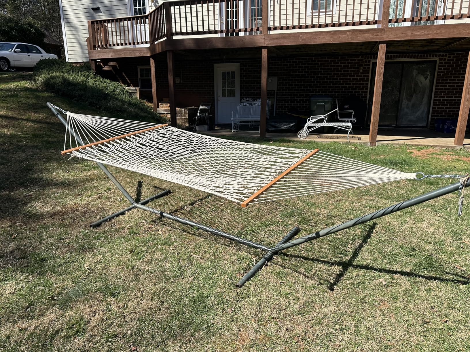 Castaway Living 13 ft. Double Traditional Hand Woven Cotton Rope Hammock - 2-Person, 450 lb Capacity, Free Extension Chains & Tree Hooks, Designed in The USA customer photo 1