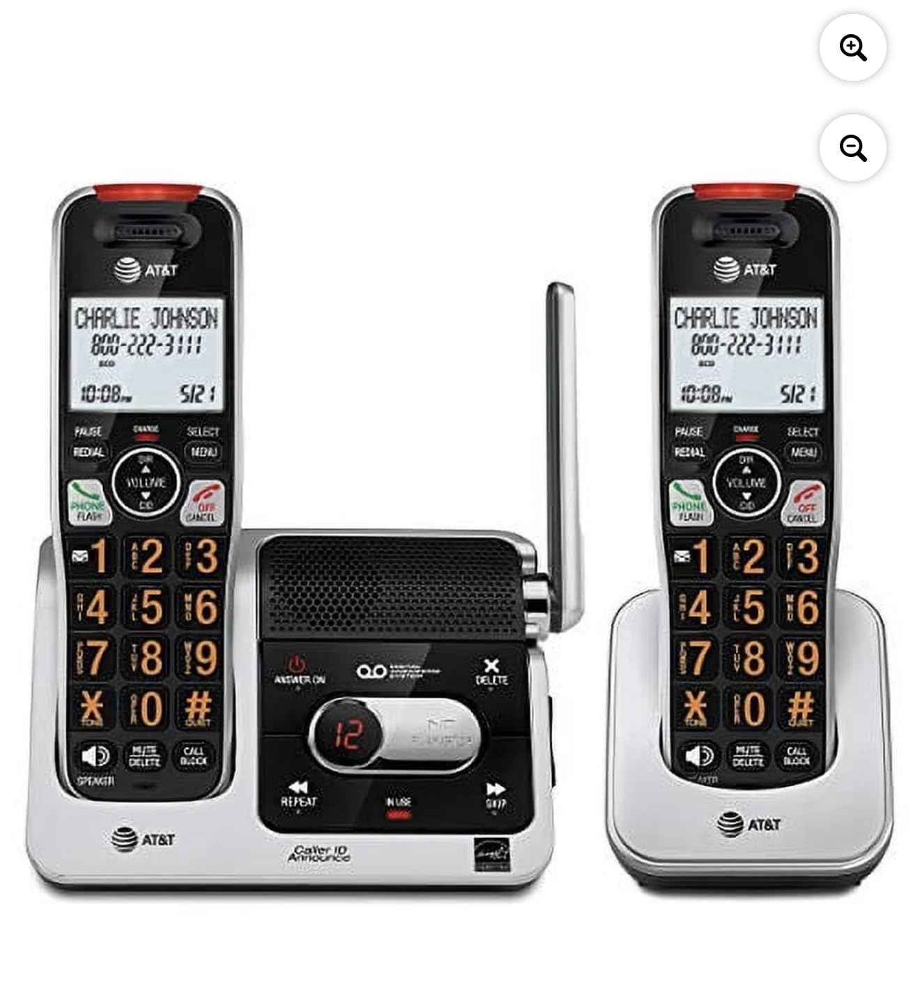 AT&T BL102-3 DECT 6.0 3-Handset Cordless Phone for Home with Answering Machine, Call Blocking, Caller ID Announcer, Audio Assist, Intercom, and Unsurpassed Range, Silver/Black customer photo 2