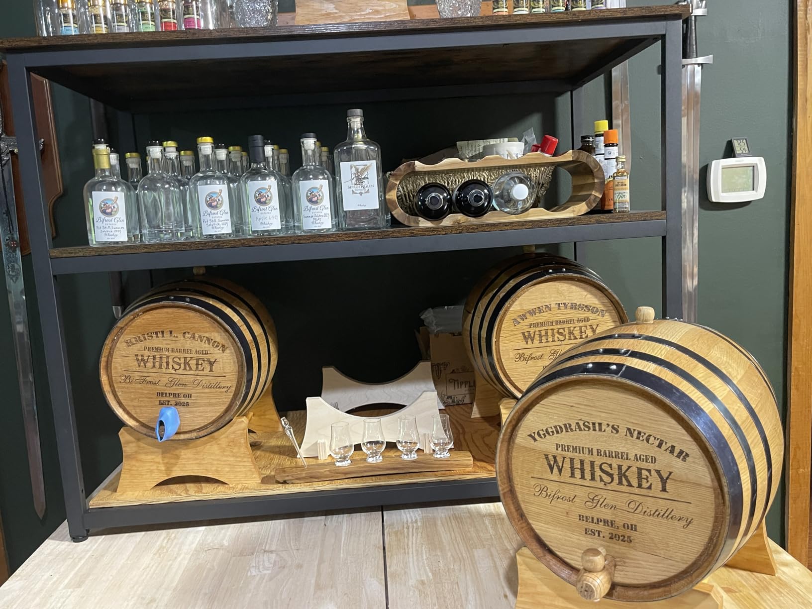 Personalized 2 Liter American Oak Whiskey Aging Barrel with Wood Stand, Bung & Spigot - 2L Mini Barrels For Aging Cocktails, Bourbon, Whisky, Rum, Tequila, Mead Wine - Custom Laser Engraved (P5) customer photo 2