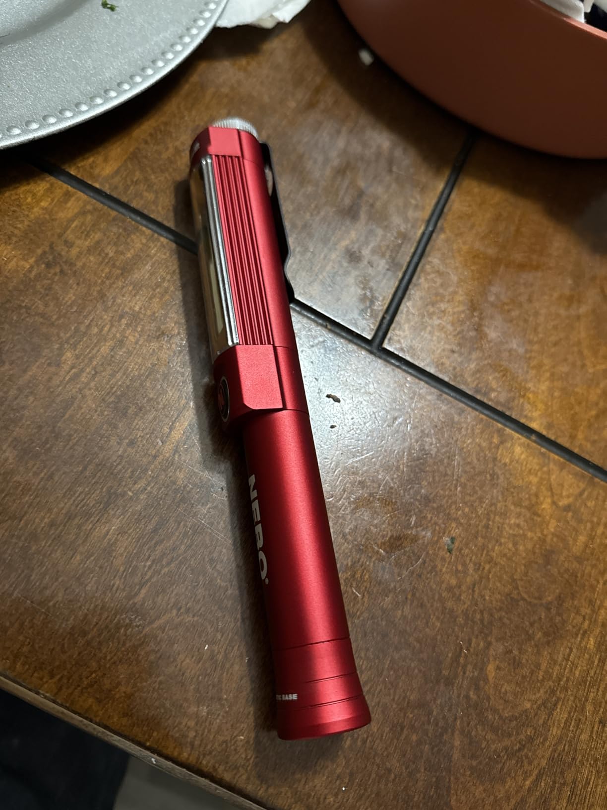NEBO Big Larry 2 Work Light | 500 Lumens, 4 Light Modes, Magnetic LED Flashlight & Portable COB Task Lamp, Battery Powered, Pocket Clip, Water Resistant, Includes 3x AA Batteries - Red customer photo 1